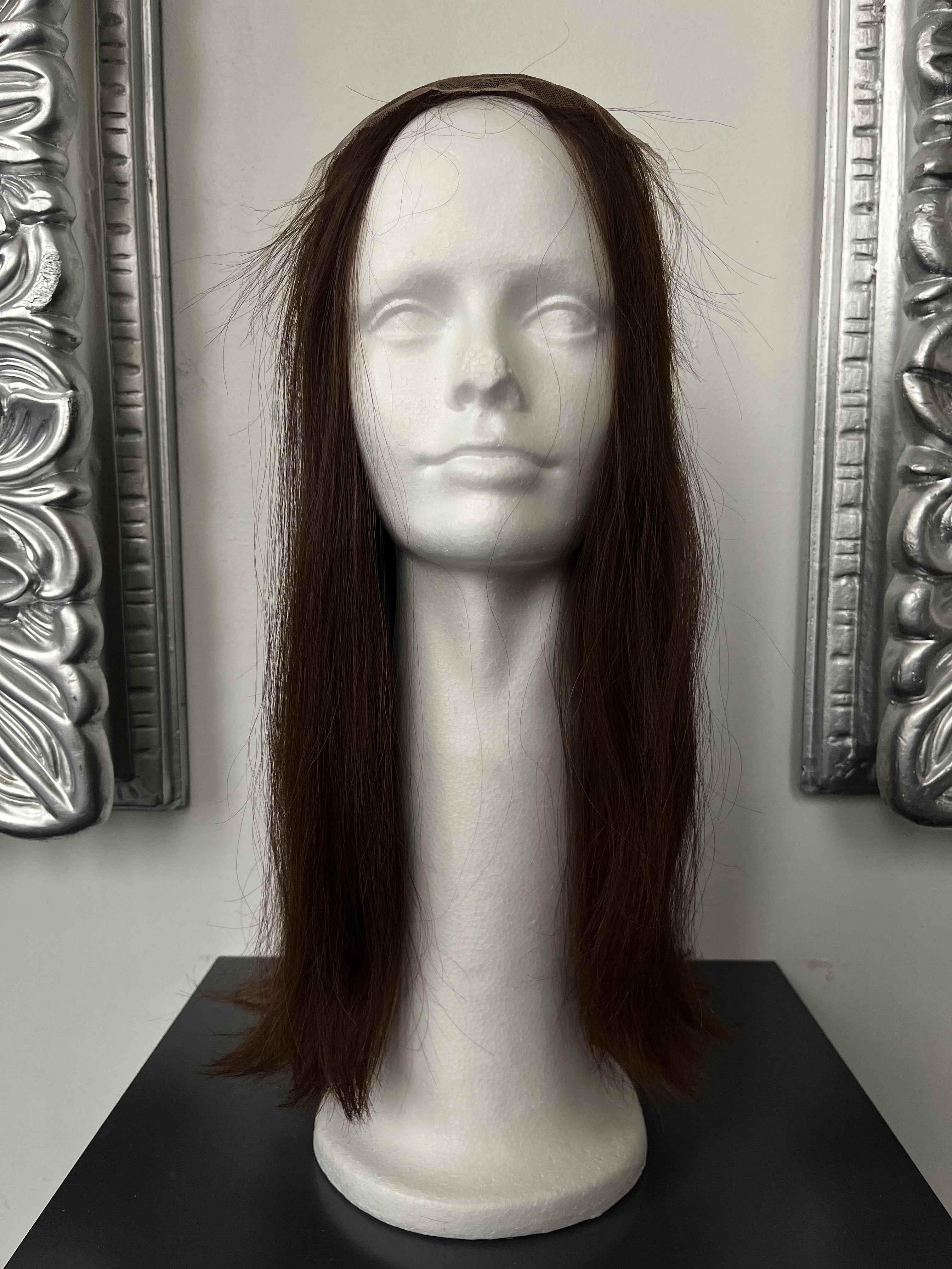 100% NATURAL VIRGIN EUROPEAN HUMAN HAIR TOPPER 19.5" BROWN