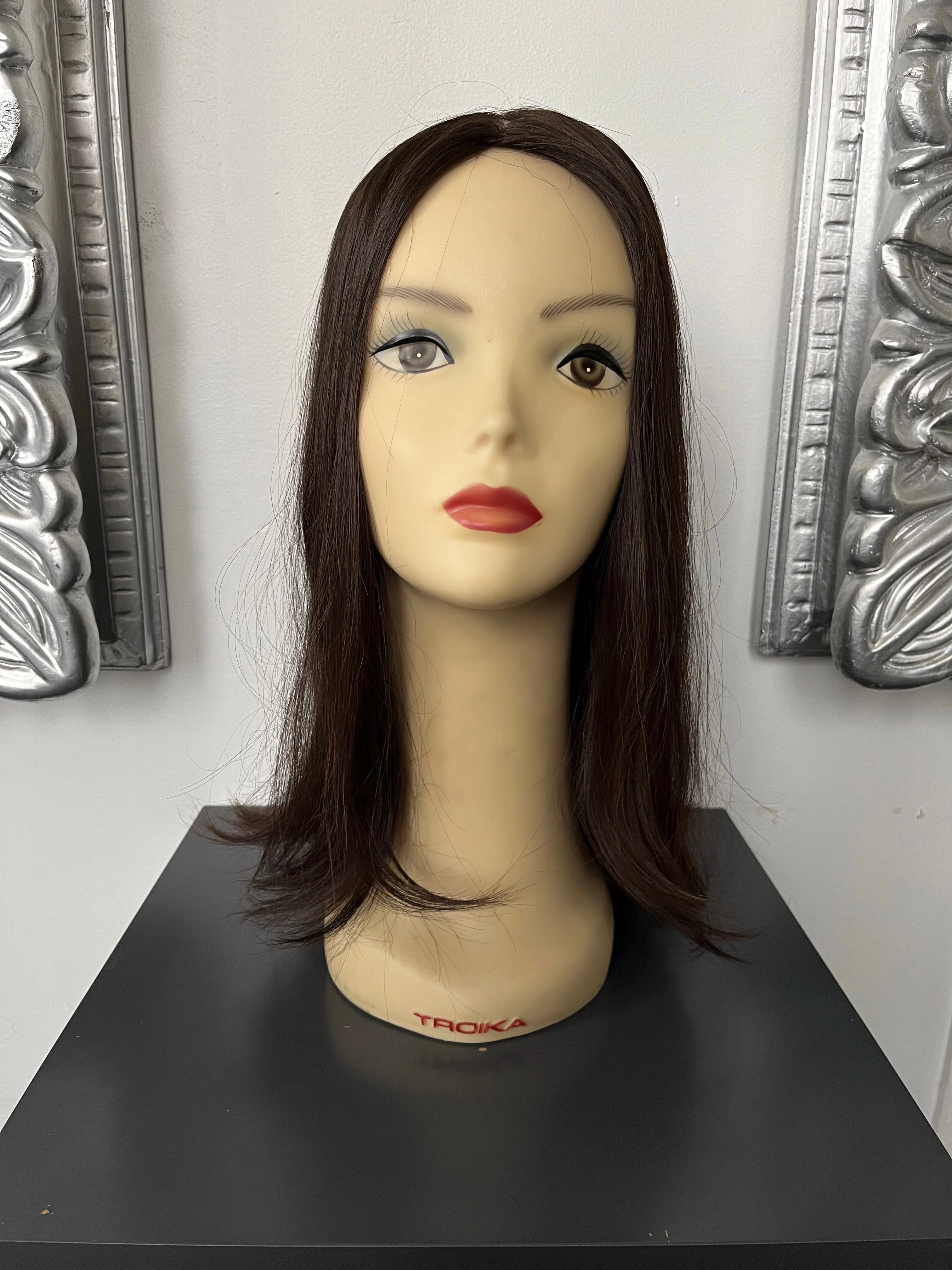 100% NATURAL VIRGIN EUROPEAN HUMAN HAIR TOPPER 19" BROWN