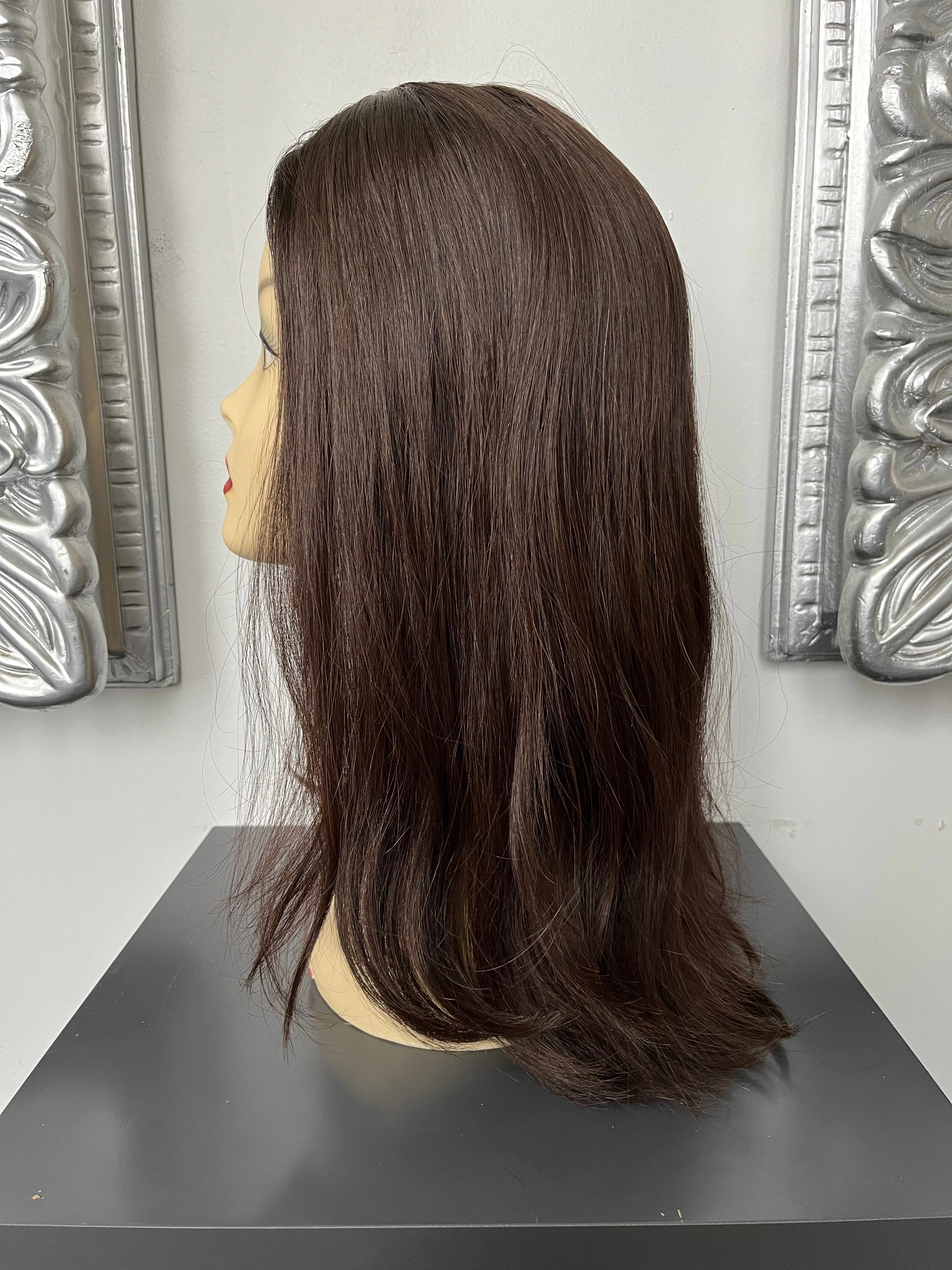 100% NATURAL VIRGIN EUROPEAN HUMAN HAIR TOPPER 19" BROWN
