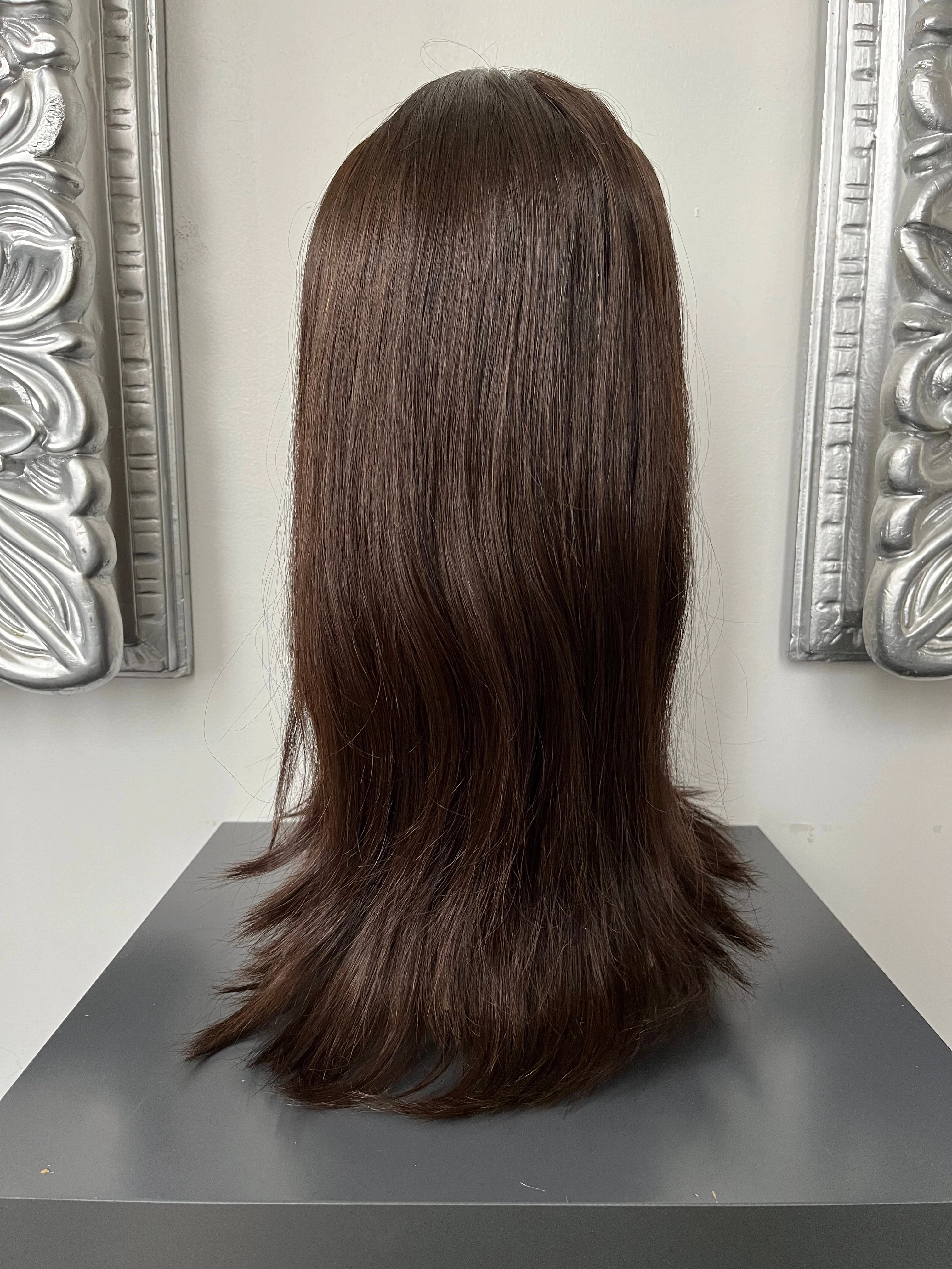 100% NATURAL VIRGIN EUROPEAN HUMAN HAIR TOPPER 19" BROWN