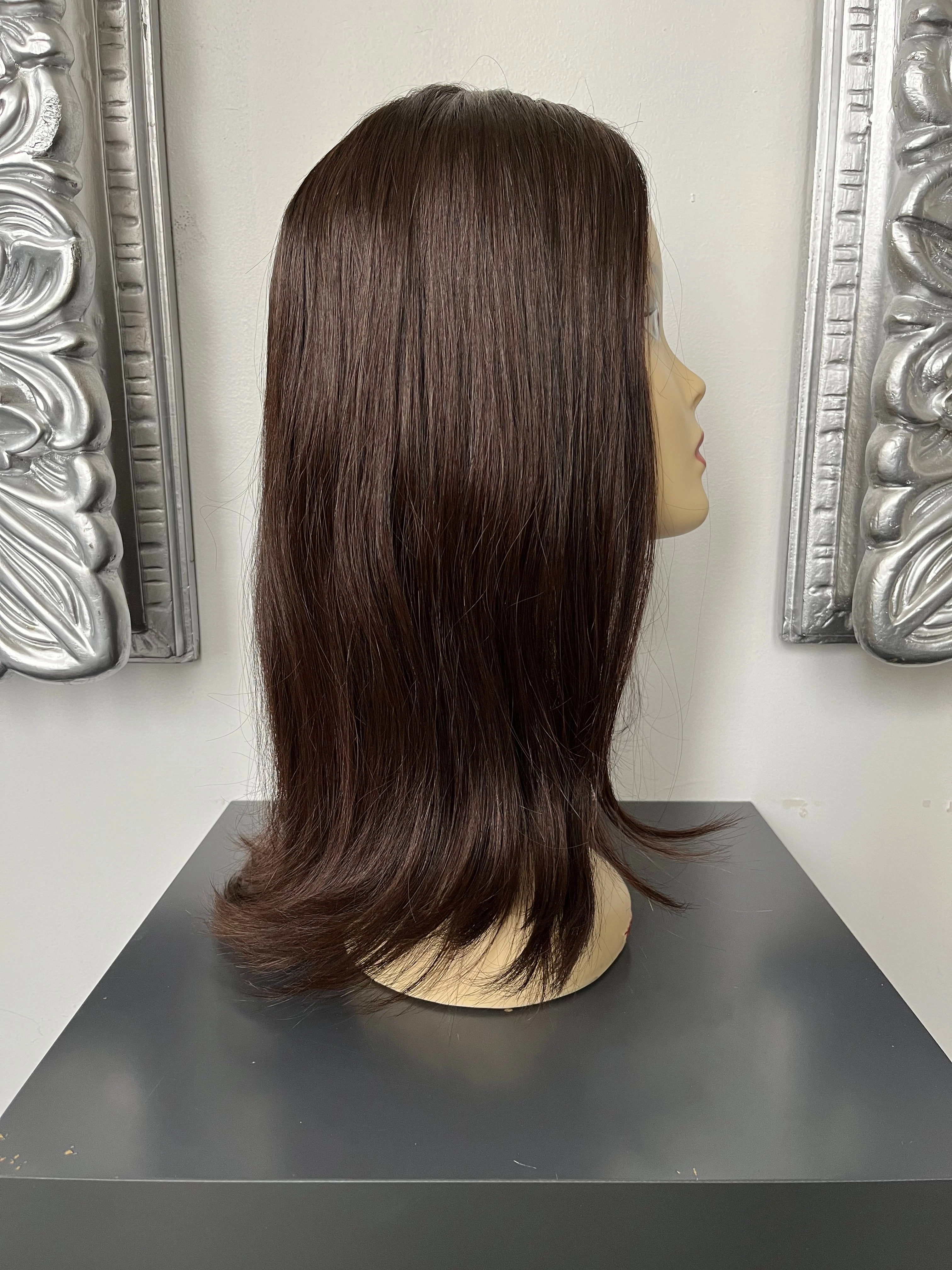 100% NATURAL VIRGIN EUROPEAN HUMAN HAIR TOPPER 19" BROWN