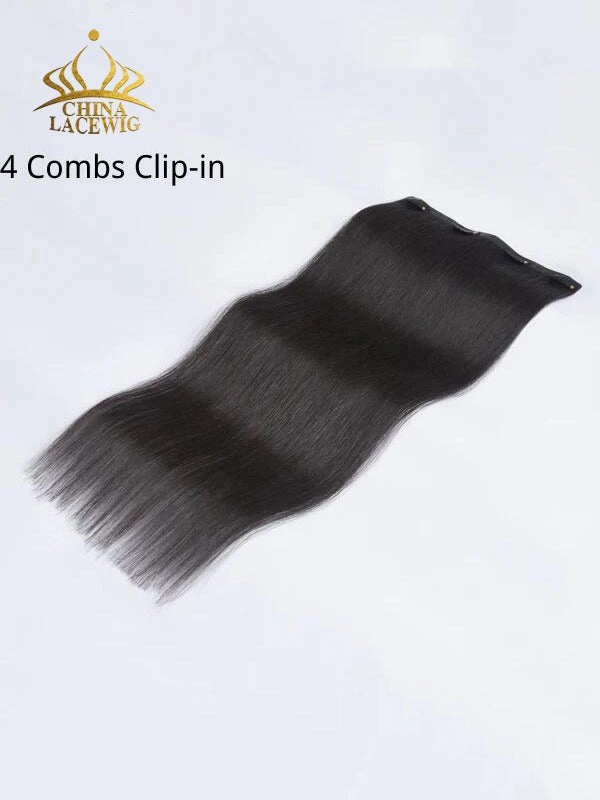 Chinalacewig Straight Natural Color Brazilian Hair Clip In Extension CF523