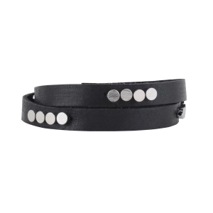 Double Wrap with Circle Beads Leather Bracelet