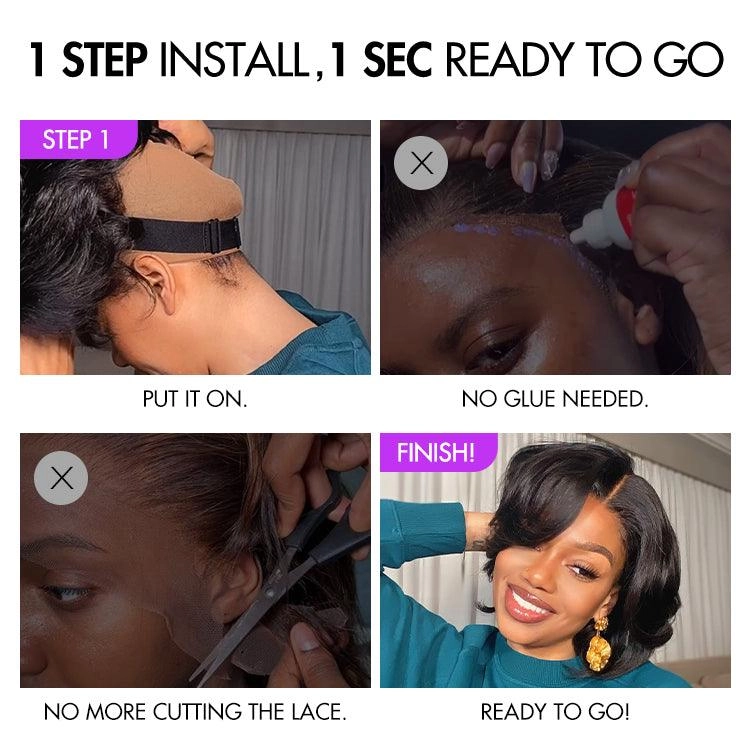 Exclusive Sale | 1 SEC INSTALL WIG | Elegant Boss Vibe Short Pixie Cut Natural Black / Ombre Brown Glueless Minimalist HD Lace Wig Ready to Go