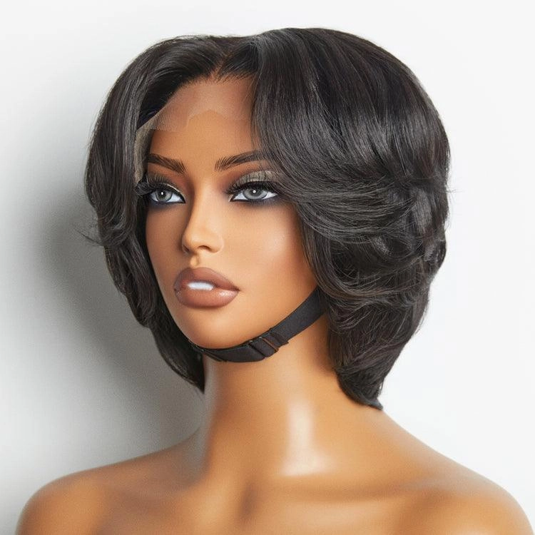 Exclusive Sale | 1 SEC INSTALL WIG | Elegant Boss Vibe Short Pixie Cut Natural Black / Ombre Brown Glueless Minimalist HD Lace Wig Ready to Go