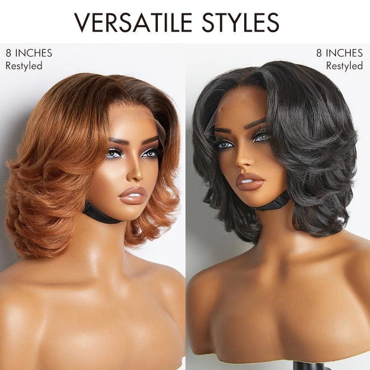 Exclusive Sale | 1 SEC INSTALL WIG | Elegant Boss Vibe Short Pixie Cut Natural Black / Ombre Brown Glueless Minimalist HD Lace Wig Ready to Go