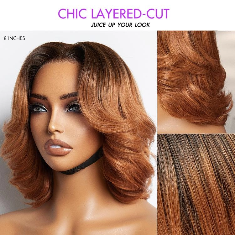 Exclusive Sale | 1 SEC INSTALL WIG | Elegant Boss Vibe Short Pixie Cut Natural Black / Ombre Brown Glueless Minimalist HD Lace Wig Ready to Go