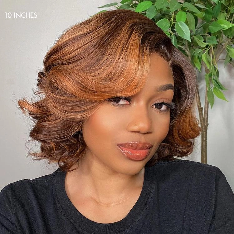 Exclusive Sale | 1 SEC INSTALL WIG | Mature Boss Brown Ombre Highlight / Natural Black Loose Wave Glueless Minimalist HD Lace Wig Ready to Go