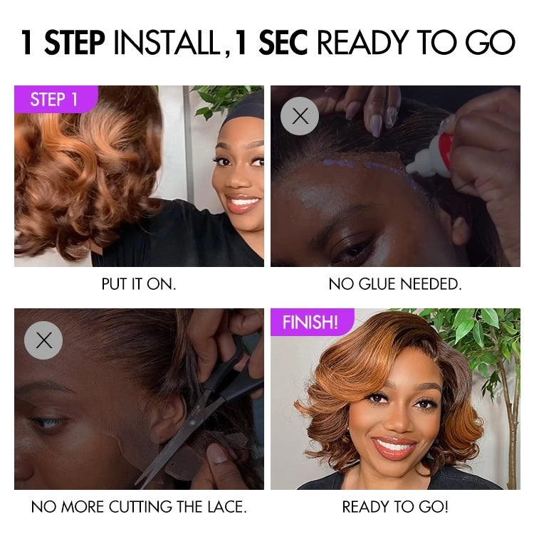 Exclusive Sale | 1 SEC INSTALL WIG | Mature Boss Brown Ombre Highlight / Natural Black Loose Wave Glueless Minimalist HD Lace Wig Ready to Go