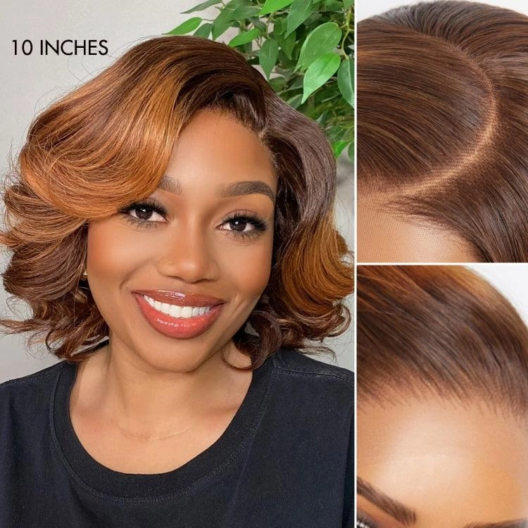 Exclusive Sale | 1 SEC INSTALL WIG | Mature Boss Brown Ombre Highlight / Natural Black Loose Wave Glueless Minimalist HD Lace Wig Ready to Go