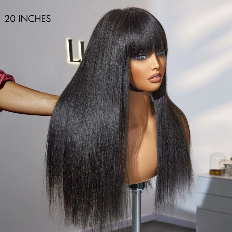 Exclusive Sale | Breathable Cap Yaki Straight Ultra Natural Minimalist Lace Long Wig with Bangs