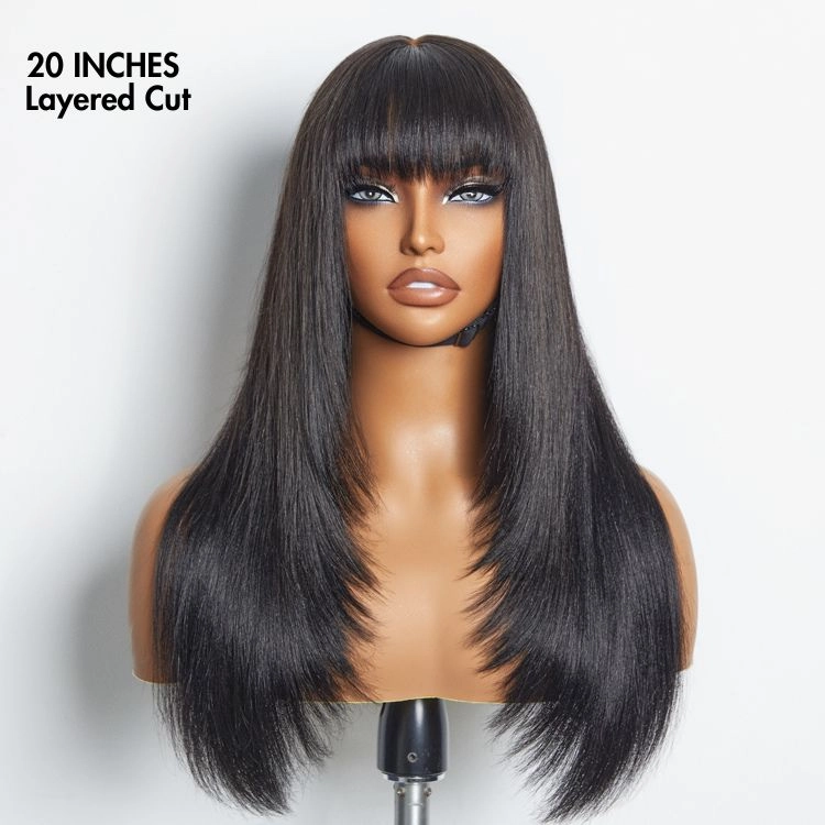 Exclusive Sale | Breathable Cap Yaki Straight Ultra Natural Minimalist Lace Long Wig with Bangs
