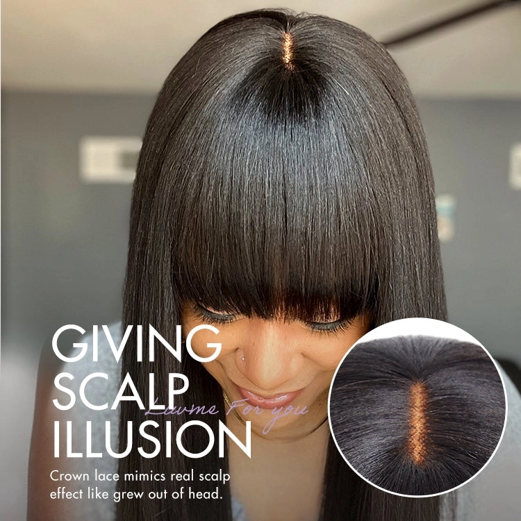 Exclusive Sale | Breathable Cap Yaki Straight Ultra Natural Minimalist Lace Long Wig with Bangs