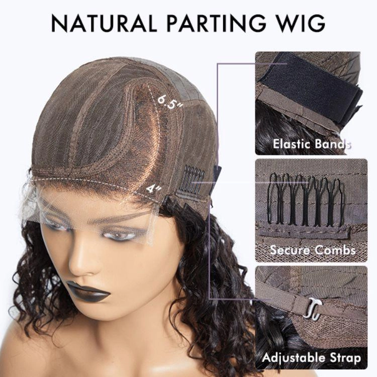 Exclusive Sale | Casual Blonde Highlights Curly Minimalist HD Lace Glueless C Part Short Wig 100% Human Hair