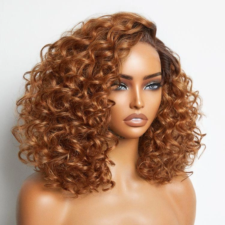 Exclusive Sale | Mature Bouncy Left C Part Natural Black / Ginger Ombre Loose Wave Glueless Minimalist HD Lace Wig Ready to Go