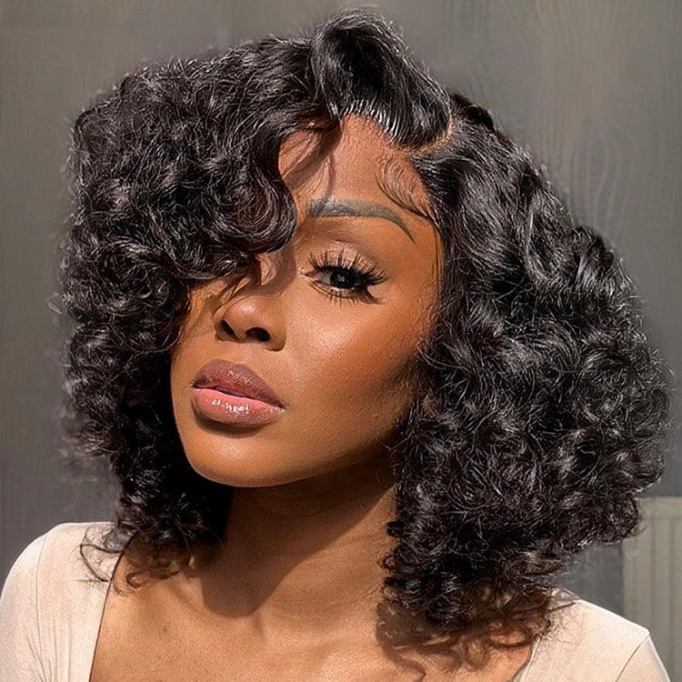 Exclusive Sale | Mature Bouncy Left C Part Natural Black / Ginger Ombre Loose Wave Glueless Minimalist HD Lace Wig Ready to Go