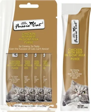 Fussie Cat Chicken with Beef in Goat Milk Puree Lickable Cat Treats