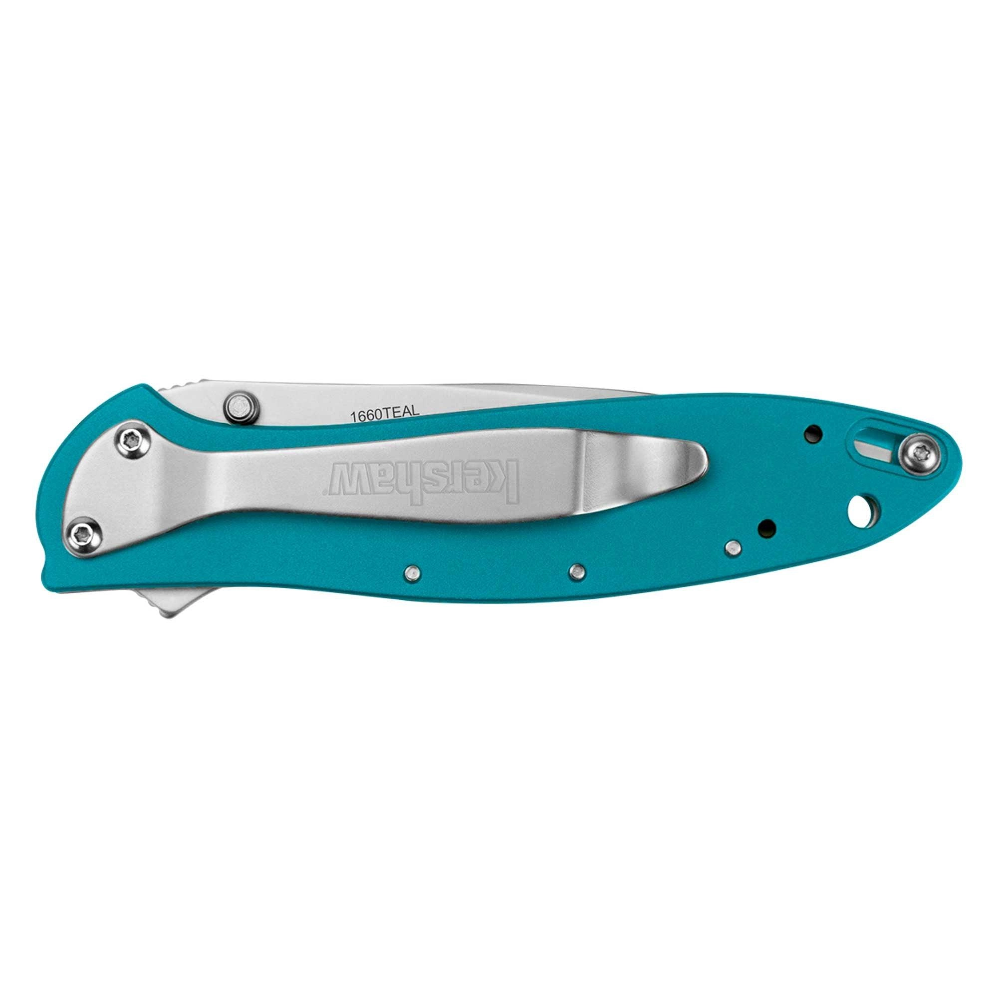 Kershaw Pocket Knife - Leek Drop Point Blade Teal Handle Everyday | KW1660TEAL