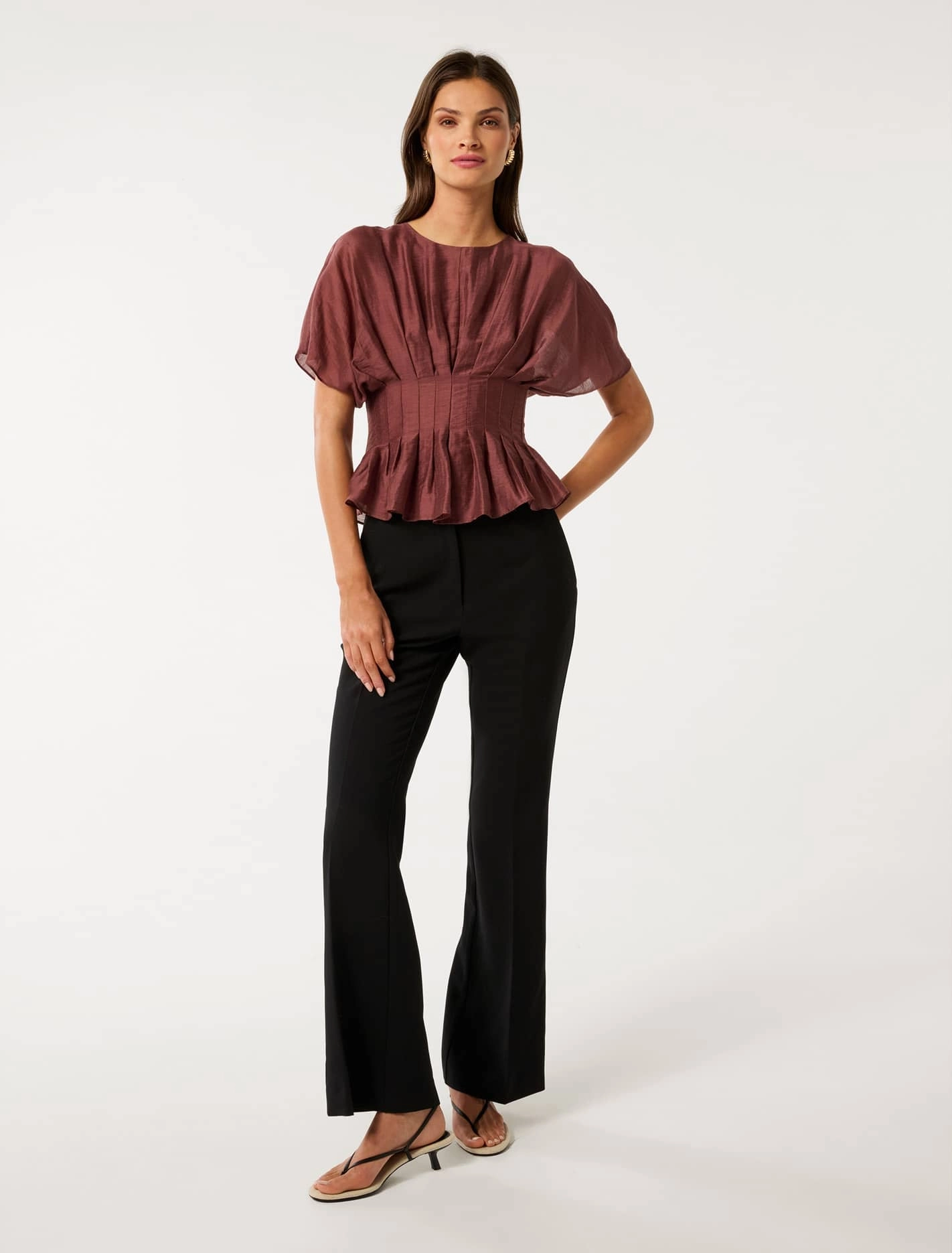 Olive Pleated Top