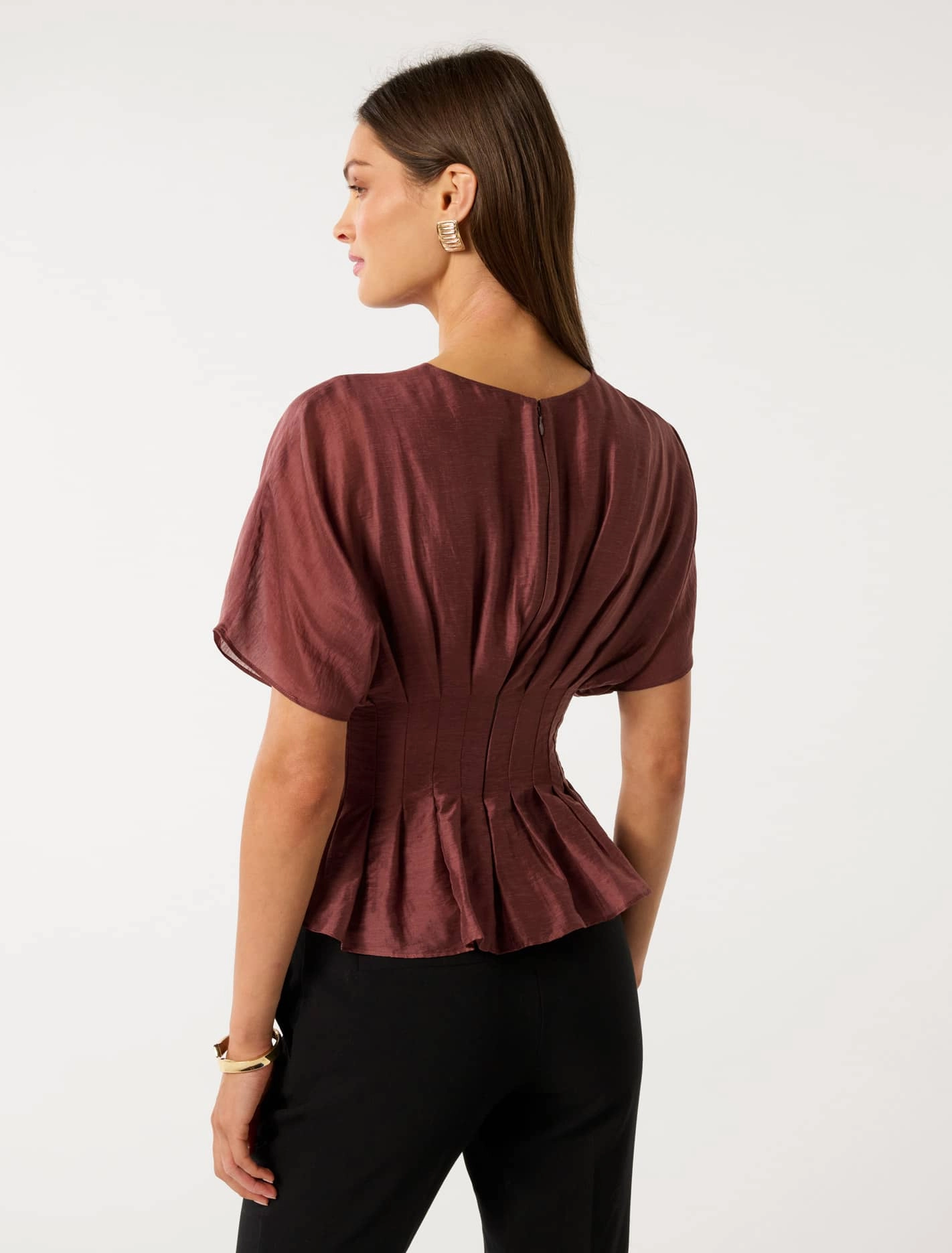 Olive Pleated Top
