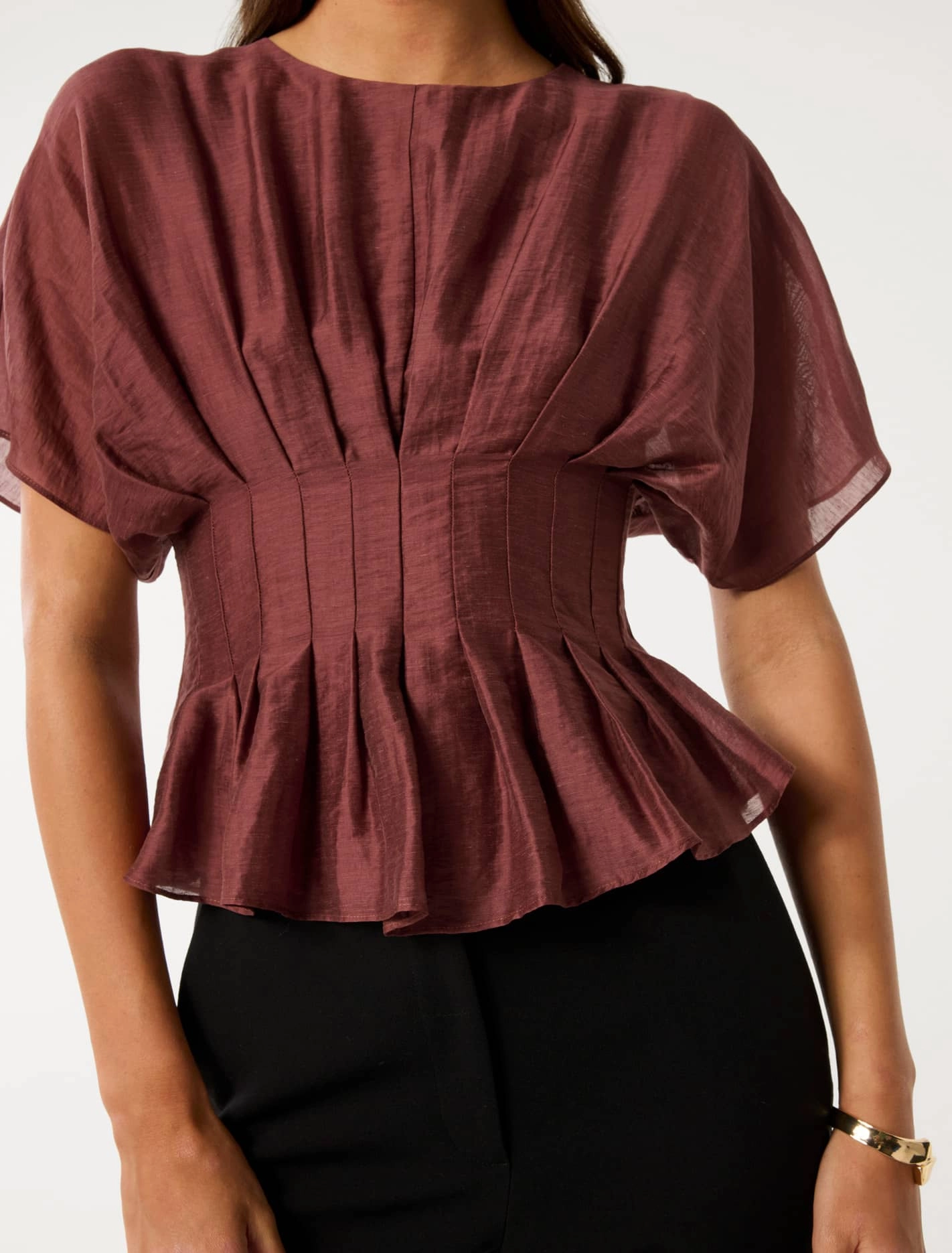 Olive Pleated Top