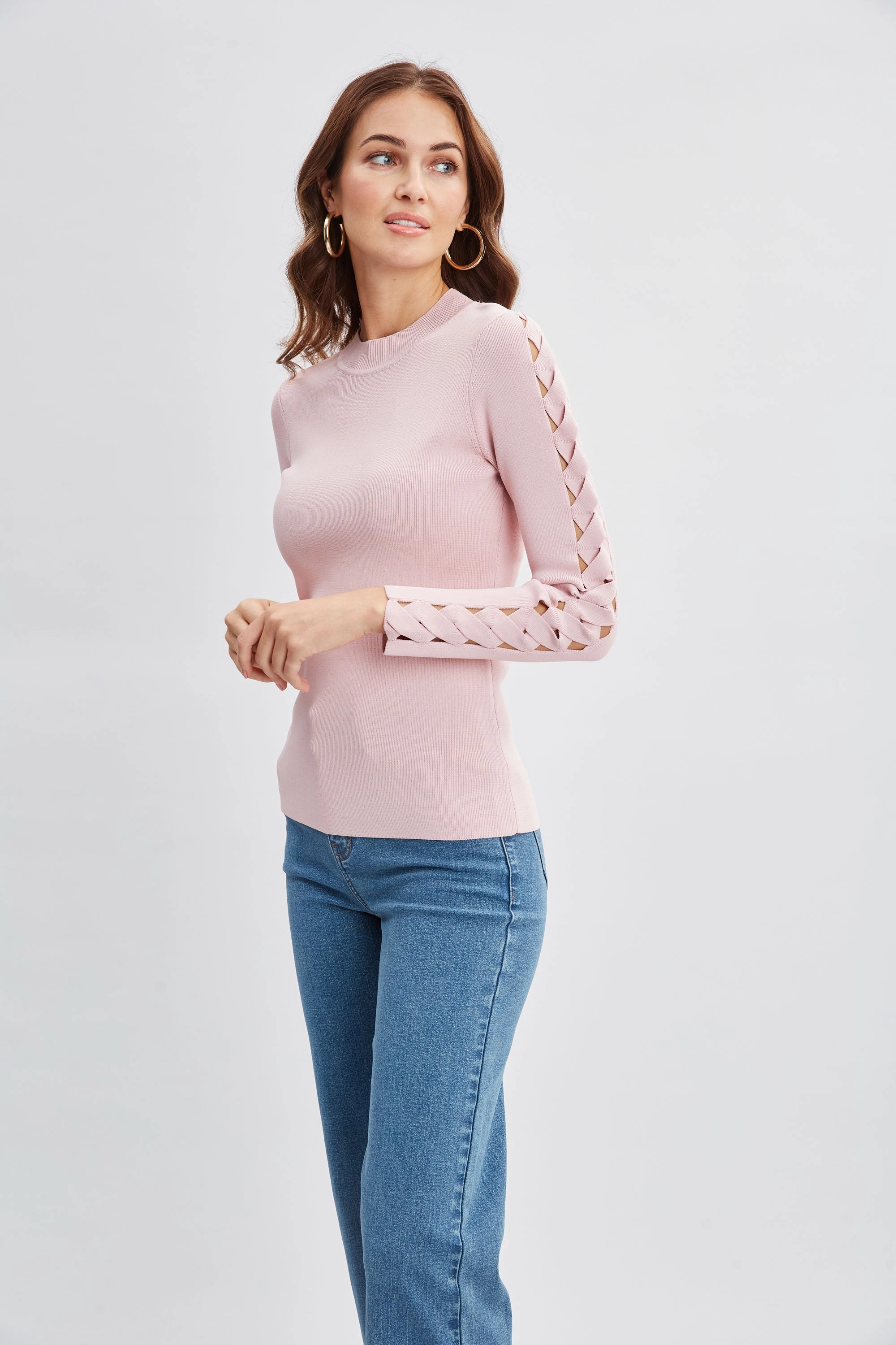 Openwork Sleeve Sweater