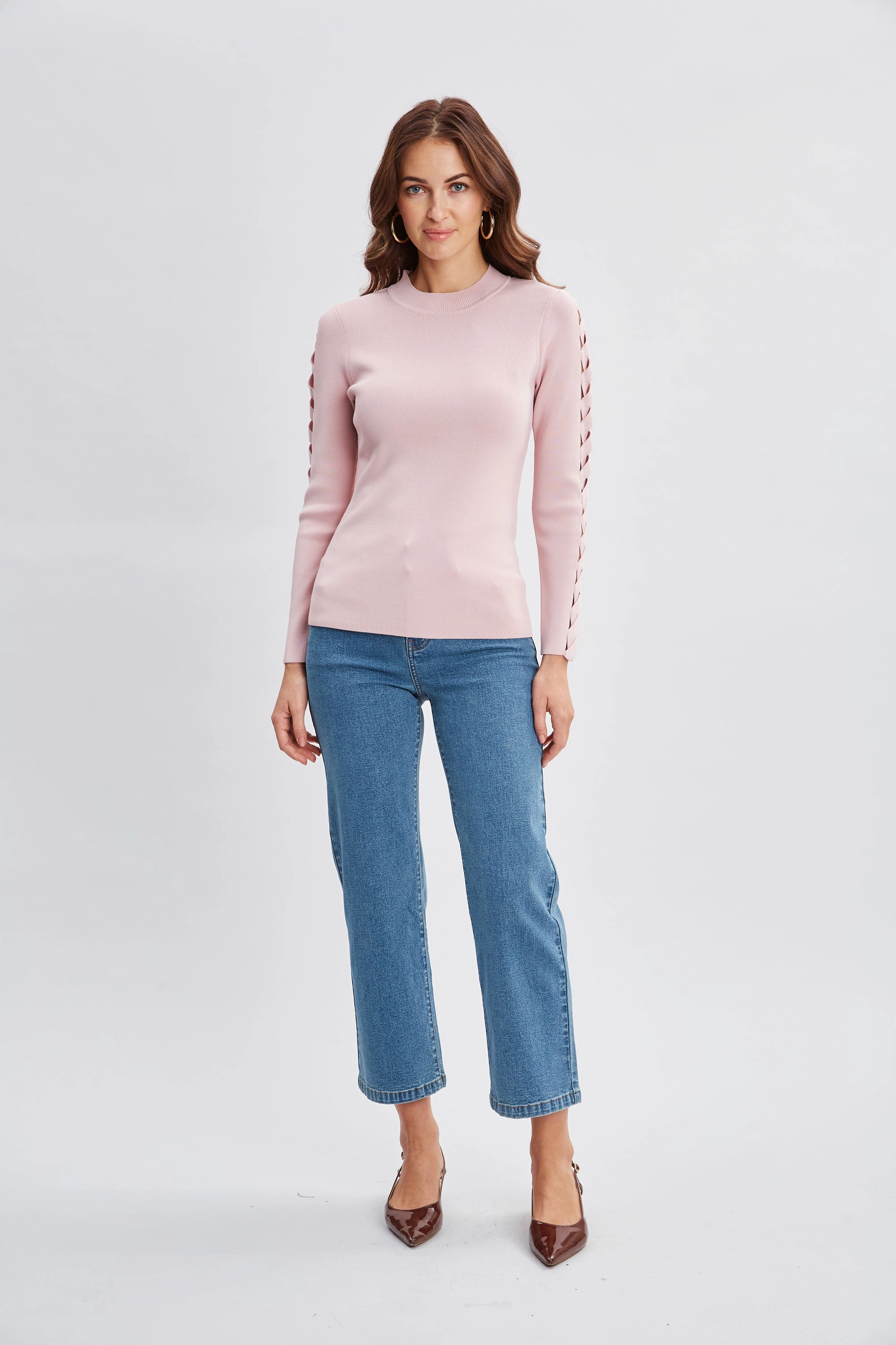 Openwork Sleeve Sweater