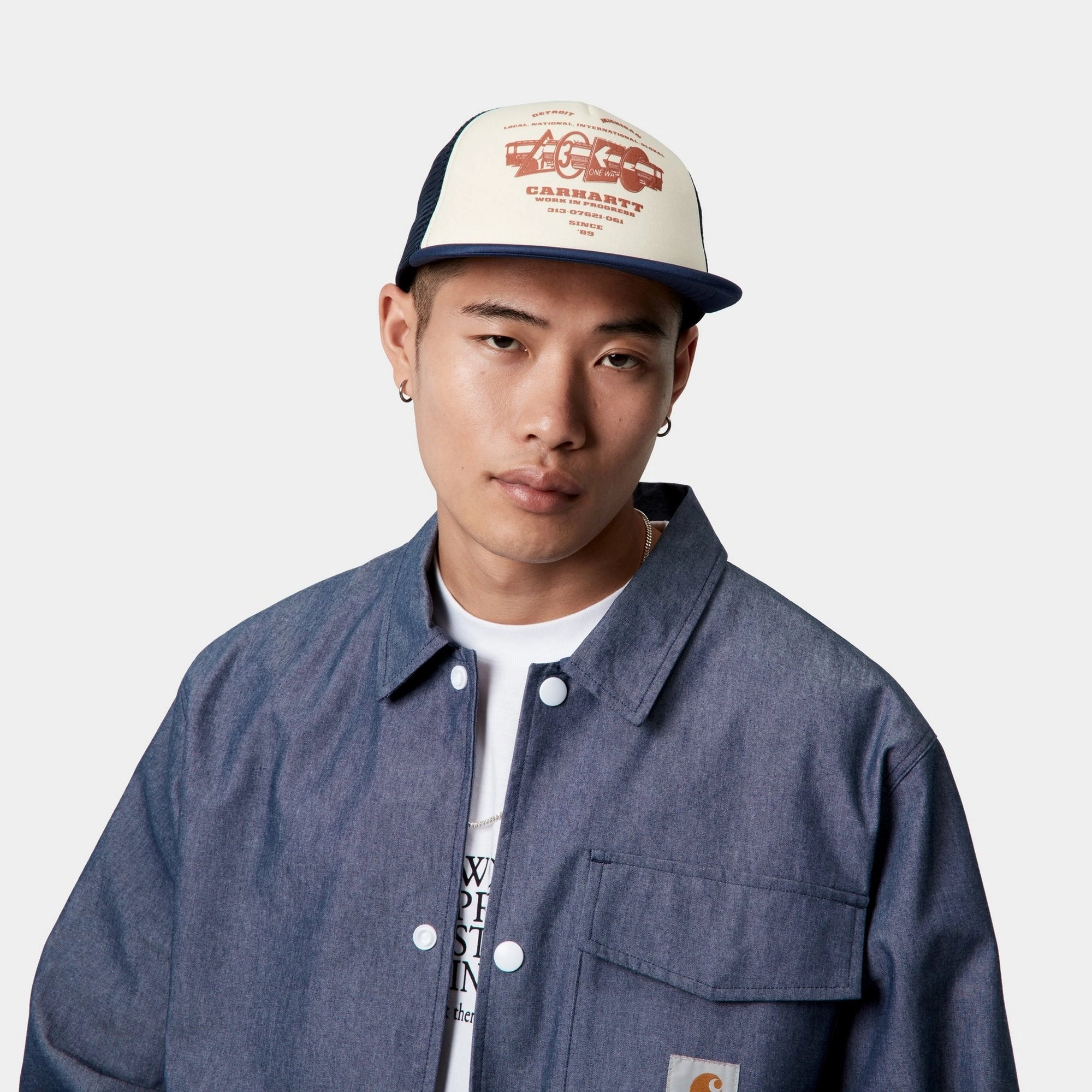 Runaway Trucker Cap | Natural / Blue