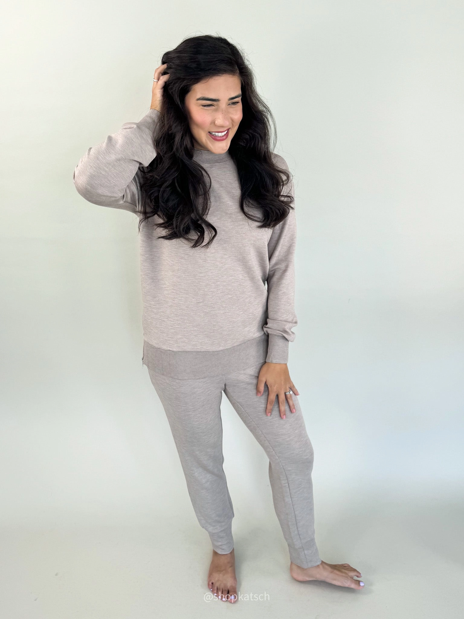 Slim Cuff Taupe Marl Pant