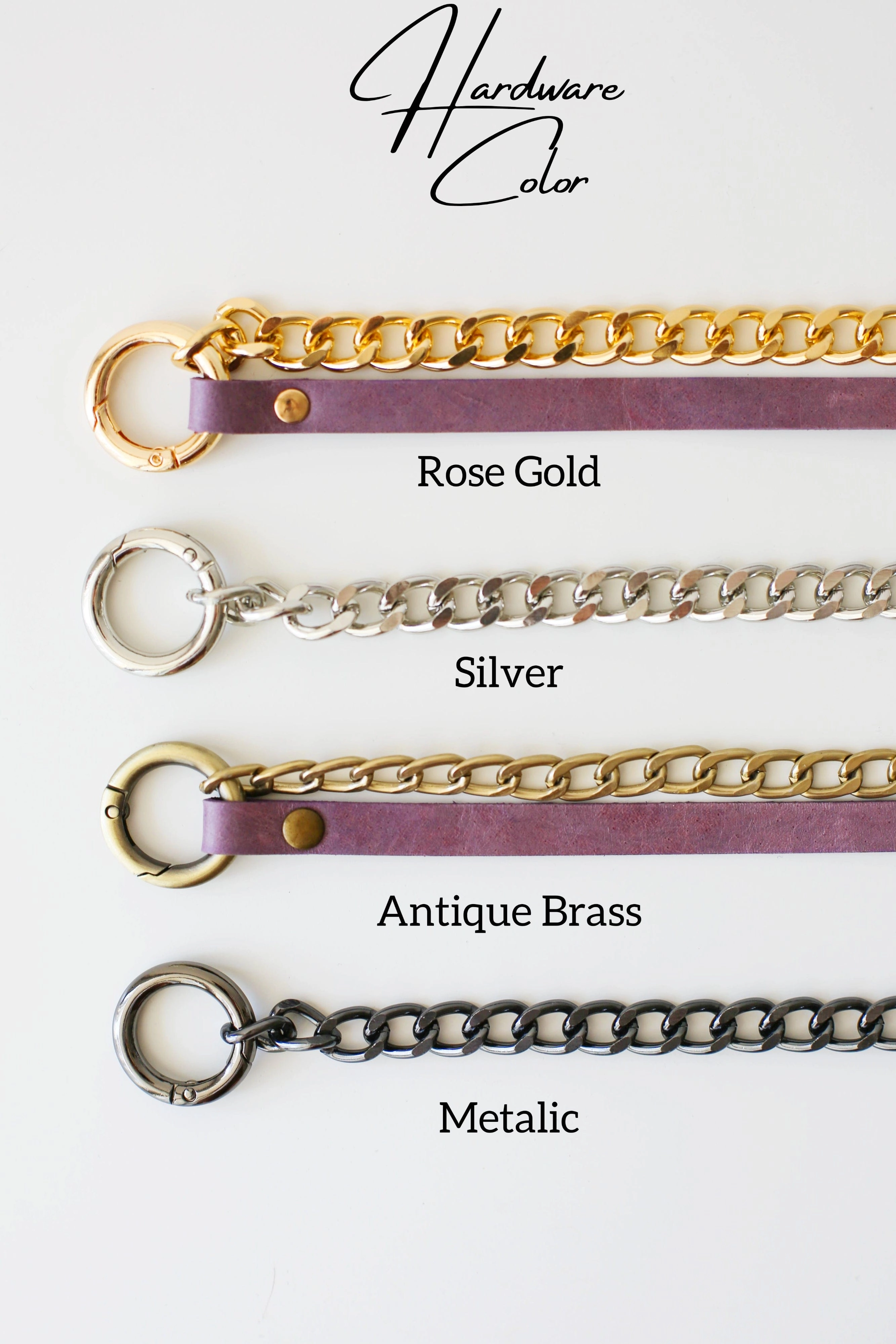 Small Ring Lilac Leather Bracelet w/ Chain