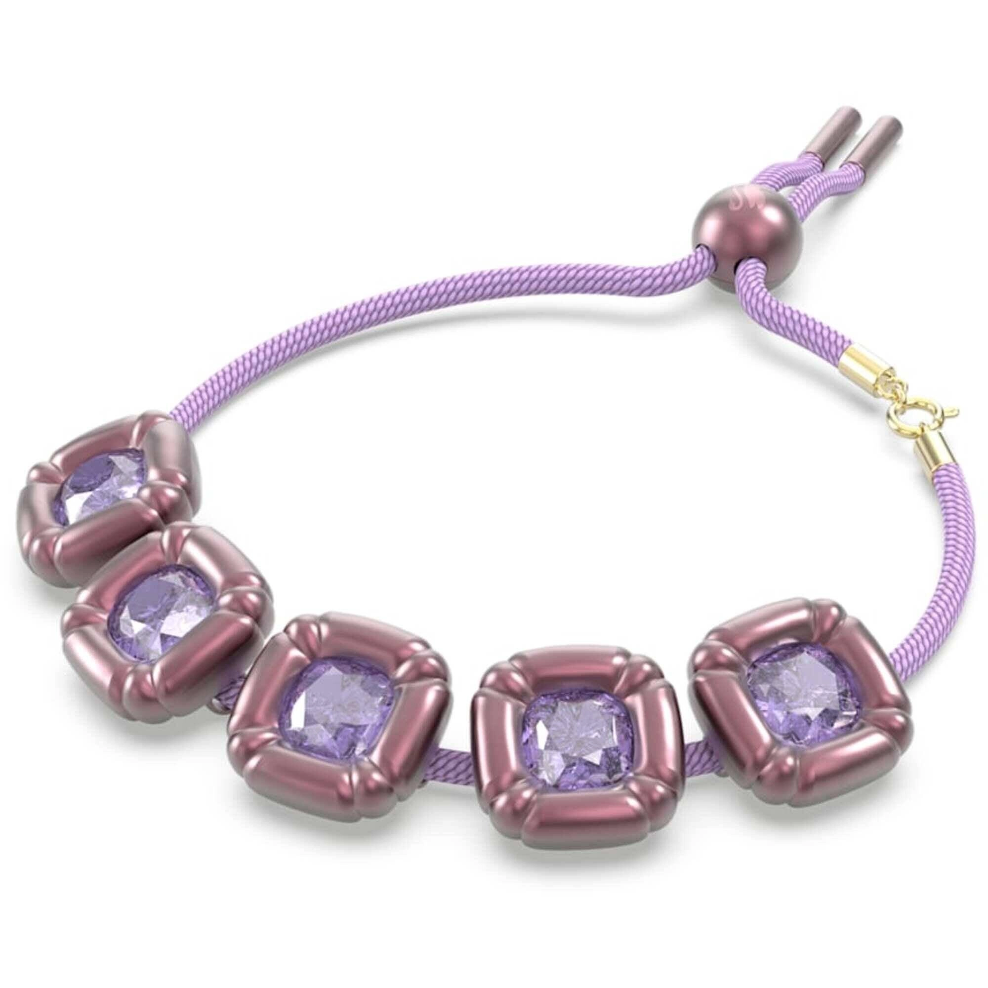 Swarovski Women's Bracelet - Dulcis Rose Gold Tone Cushion Cut Purple Stone | 5613731