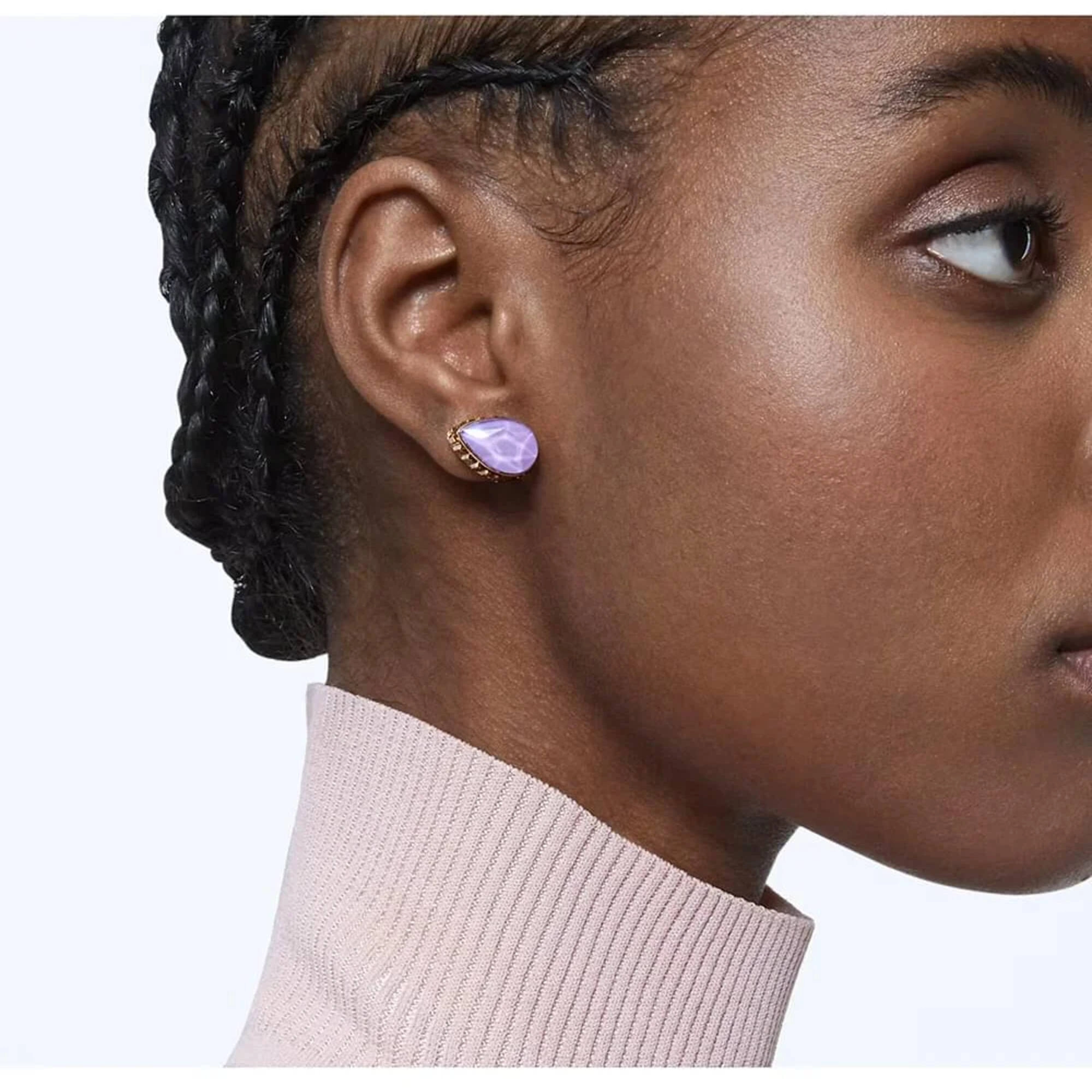 Swarovski Women's Earrings - Chroma Purple Pear Shaped Crystal Gold Tone | 5641405