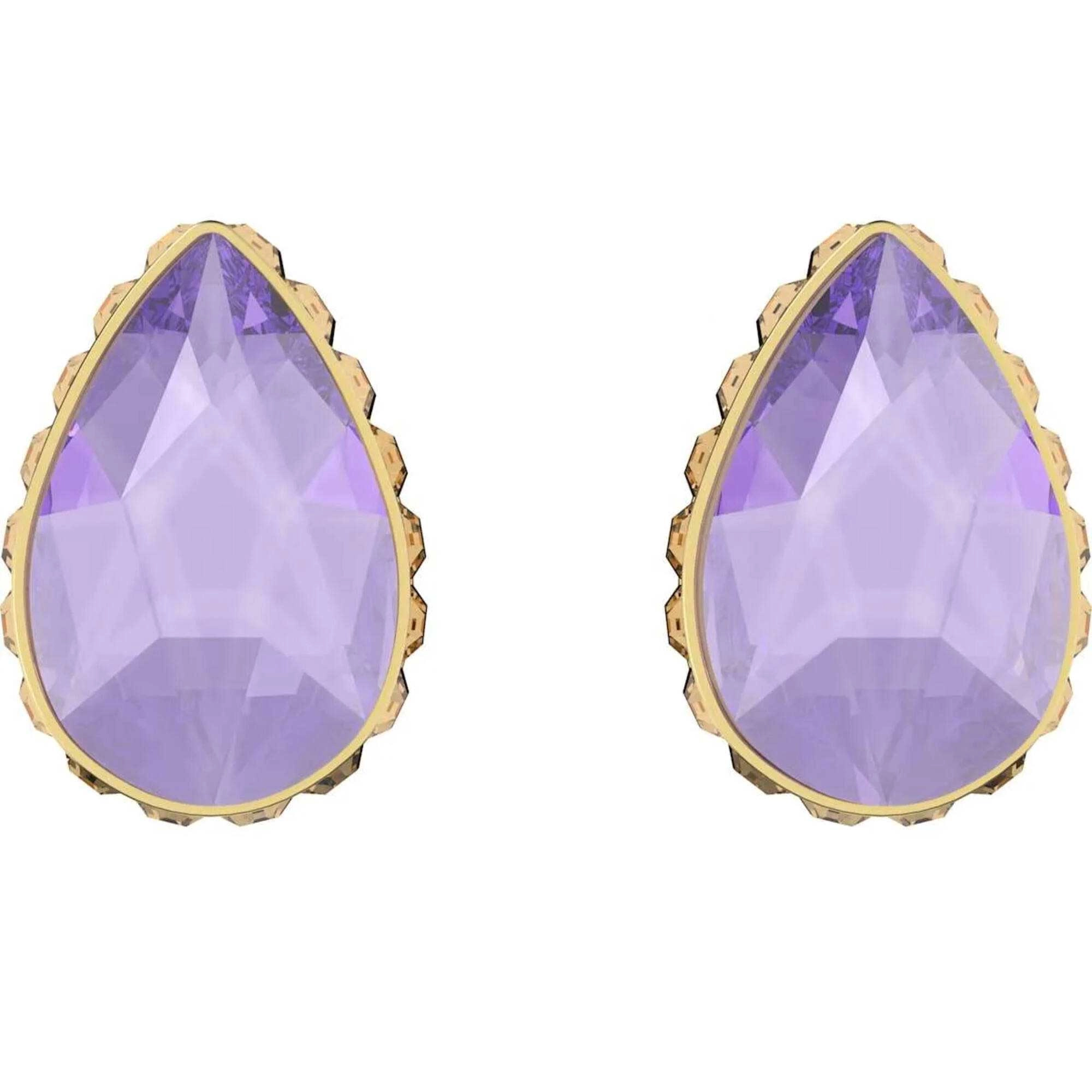 Swarovski Women's Earrings - Chroma Purple Pear Shaped Crystal Gold Tone | 5641405