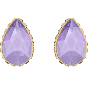 Swarovski Women's Earrings - Chroma Purple Pear Shaped Crystal Gold Tone | 5641405