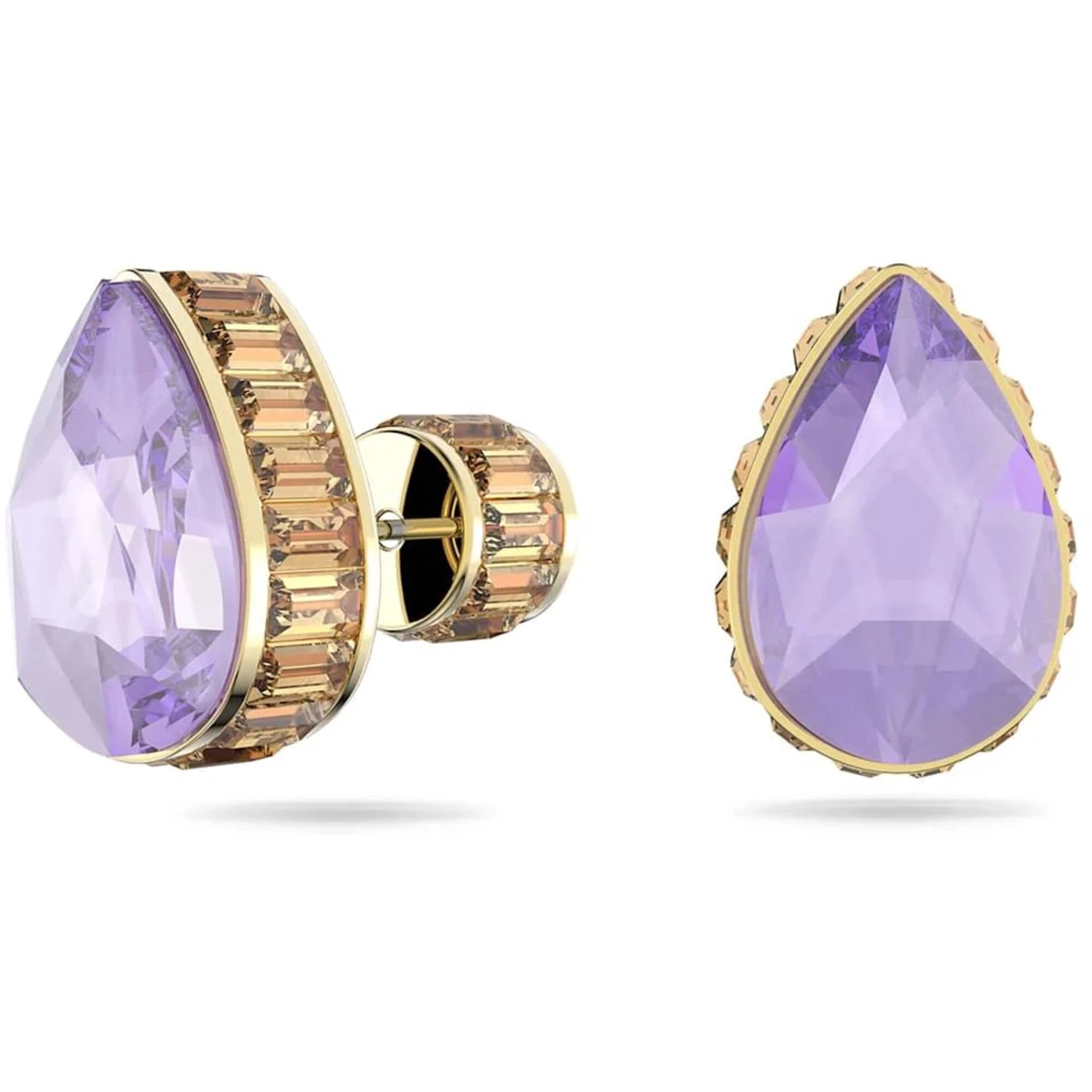Swarovski Women's Earrings - Chroma Purple Pear Shaped Crystal Gold Tone | 5641405