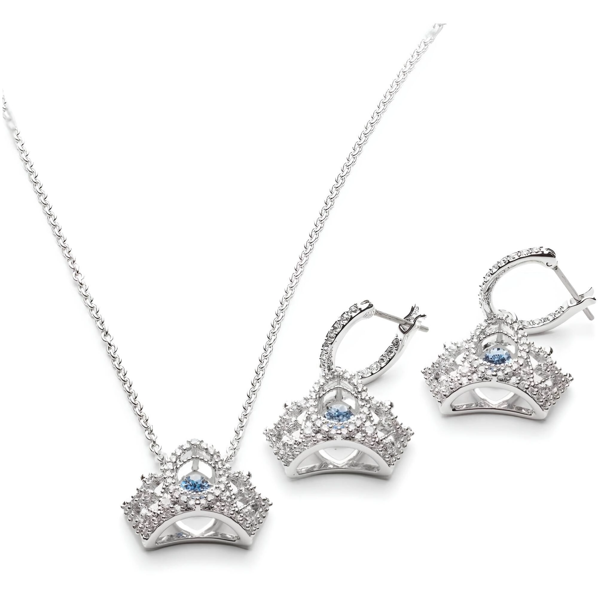 Swarovski Women's Jewelry Set - Bee A Queen Rhodium Plated Blue Crystal | 5510988