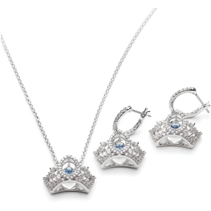Swarovski Women's Jewelry Set - Bee A Queen Rhodium Plated Blue Crystal | 5510988