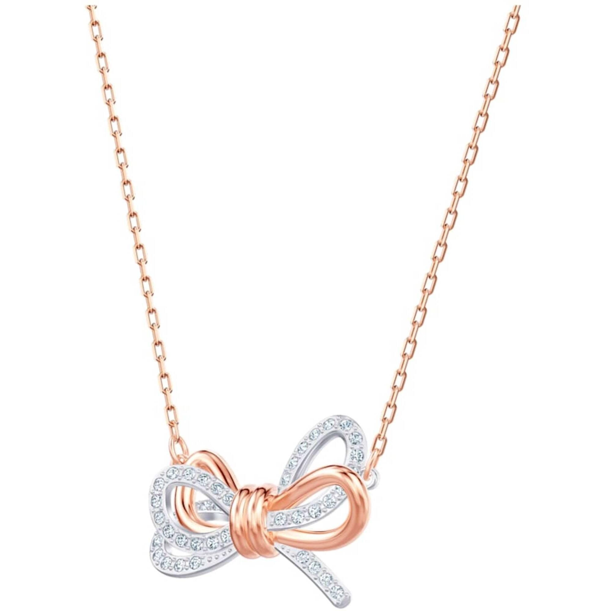 Swarovski Women's Pendant - Lifelong Bow White Crystals Lobster Clasp | 5440636