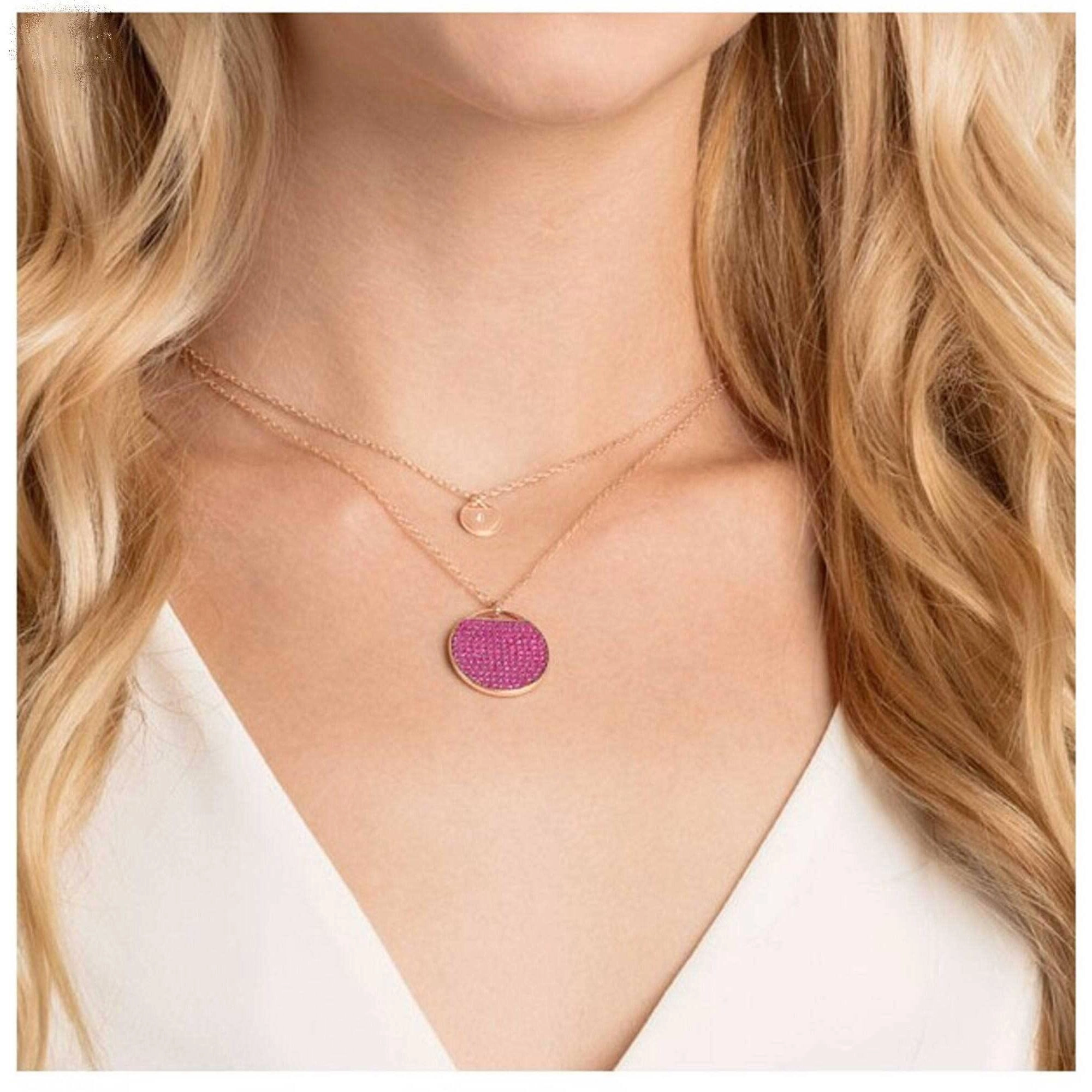 Swarovski Women's Pendant Necklace - Ginger Pink Crystal Rose Gold Plated | 5472448
