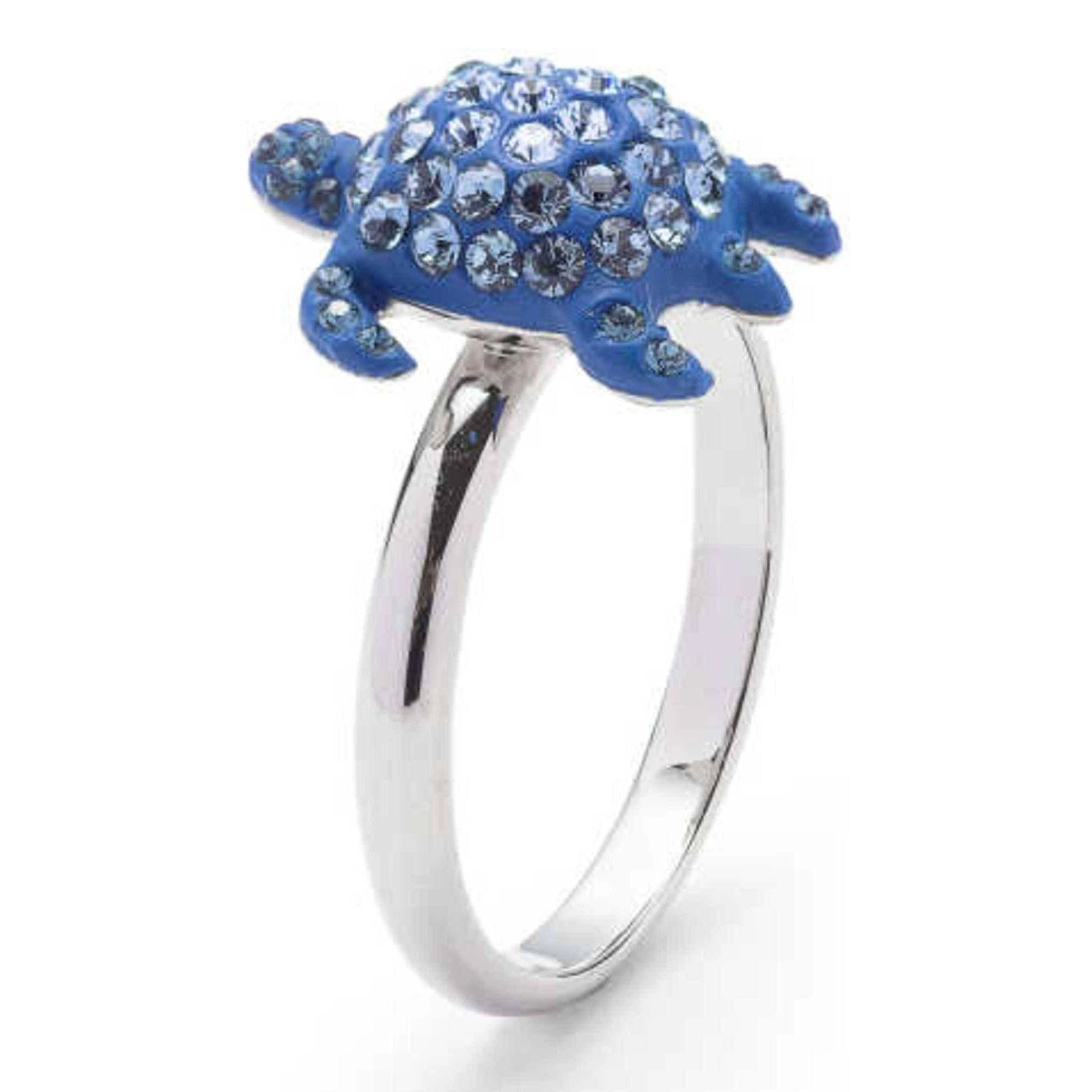 Swarovski Women's Ring - Mustique Sea Life Blue Crystals Turtle, Size 7 | 5524496