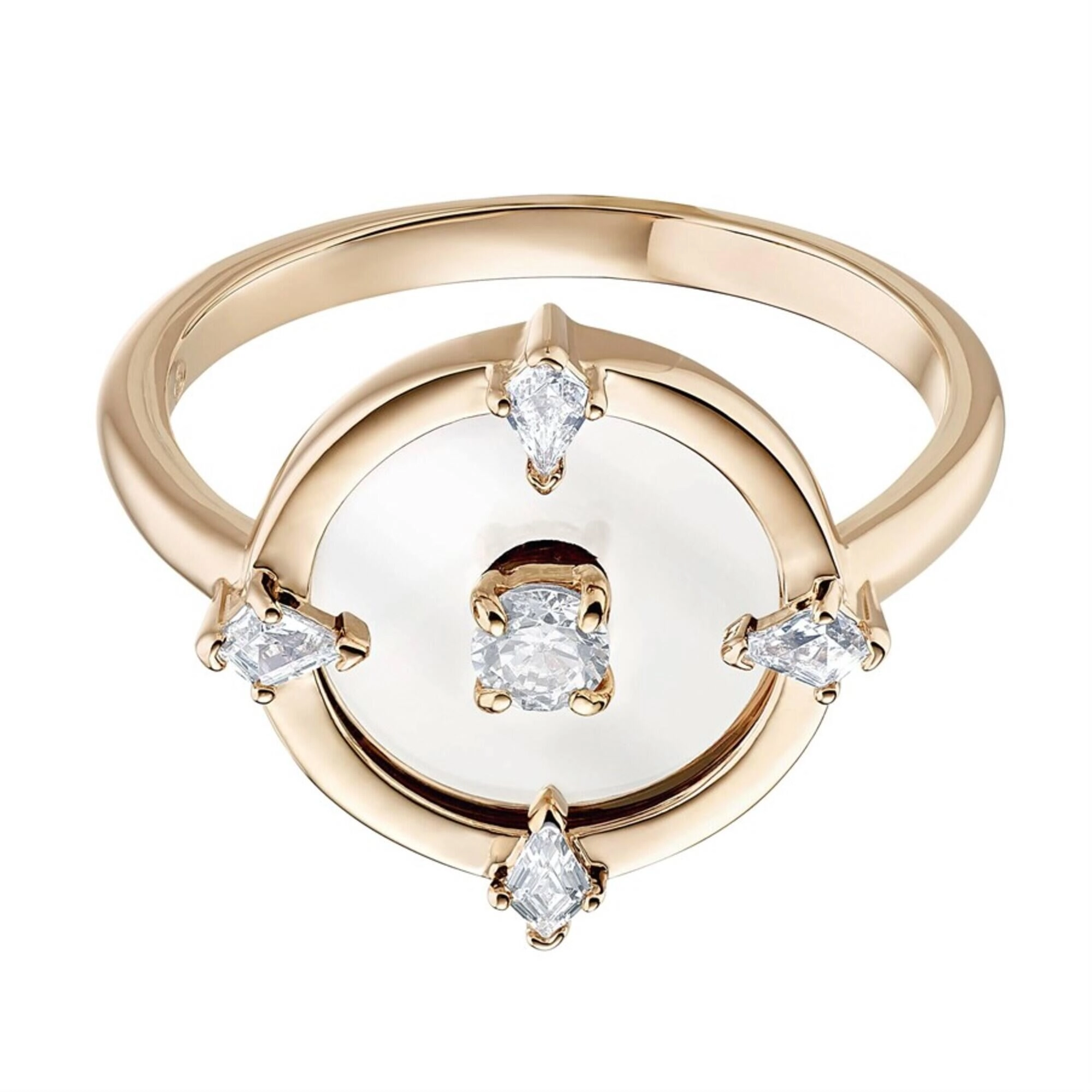 Swarovski Women's Ring - North White Crystals On Round Compass Set, Size 7 | 5551801