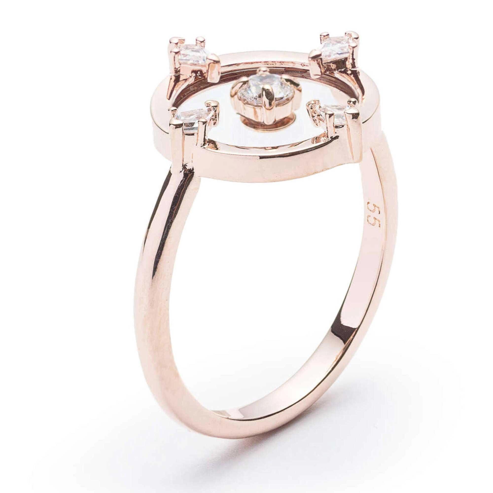 Swarovski Women's Ring - North White Crystals On Round Compass Set, Size 7 | 5551801