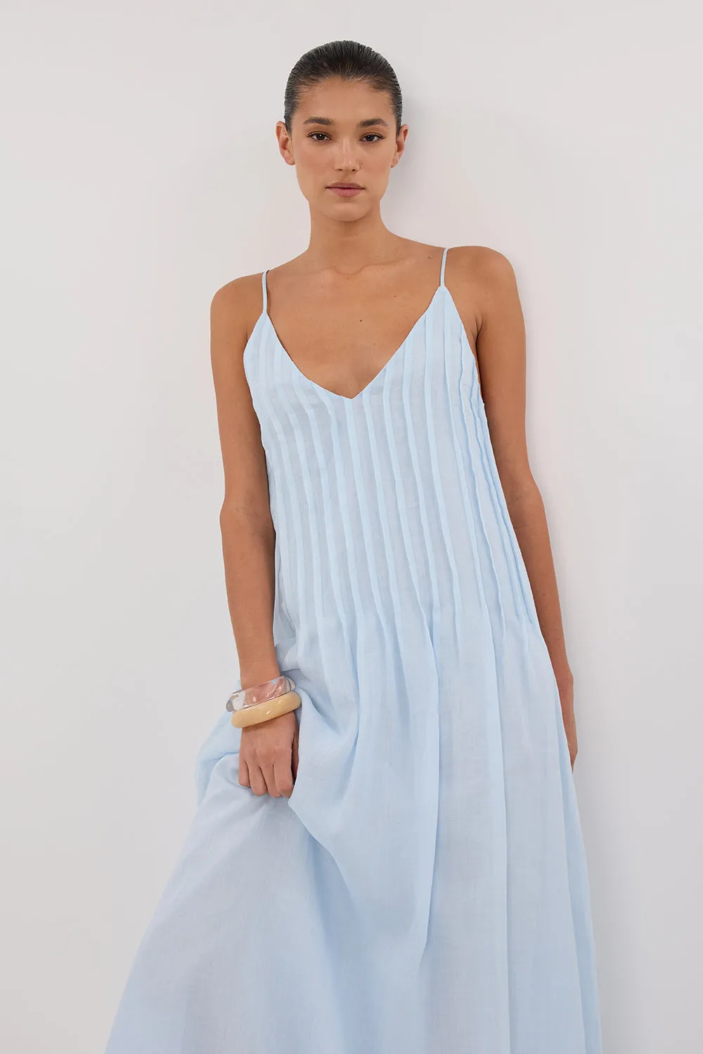 TAHLIA CORNFLOWER RAMIE MIDI DRESS