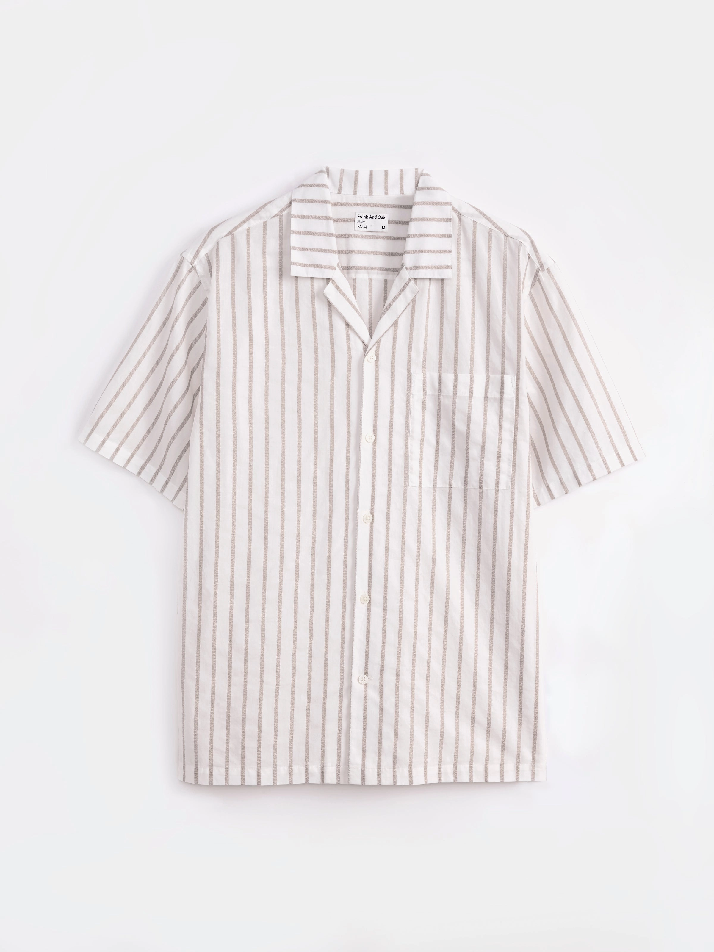 The Textured Camp Collar Shirt in Light Beige