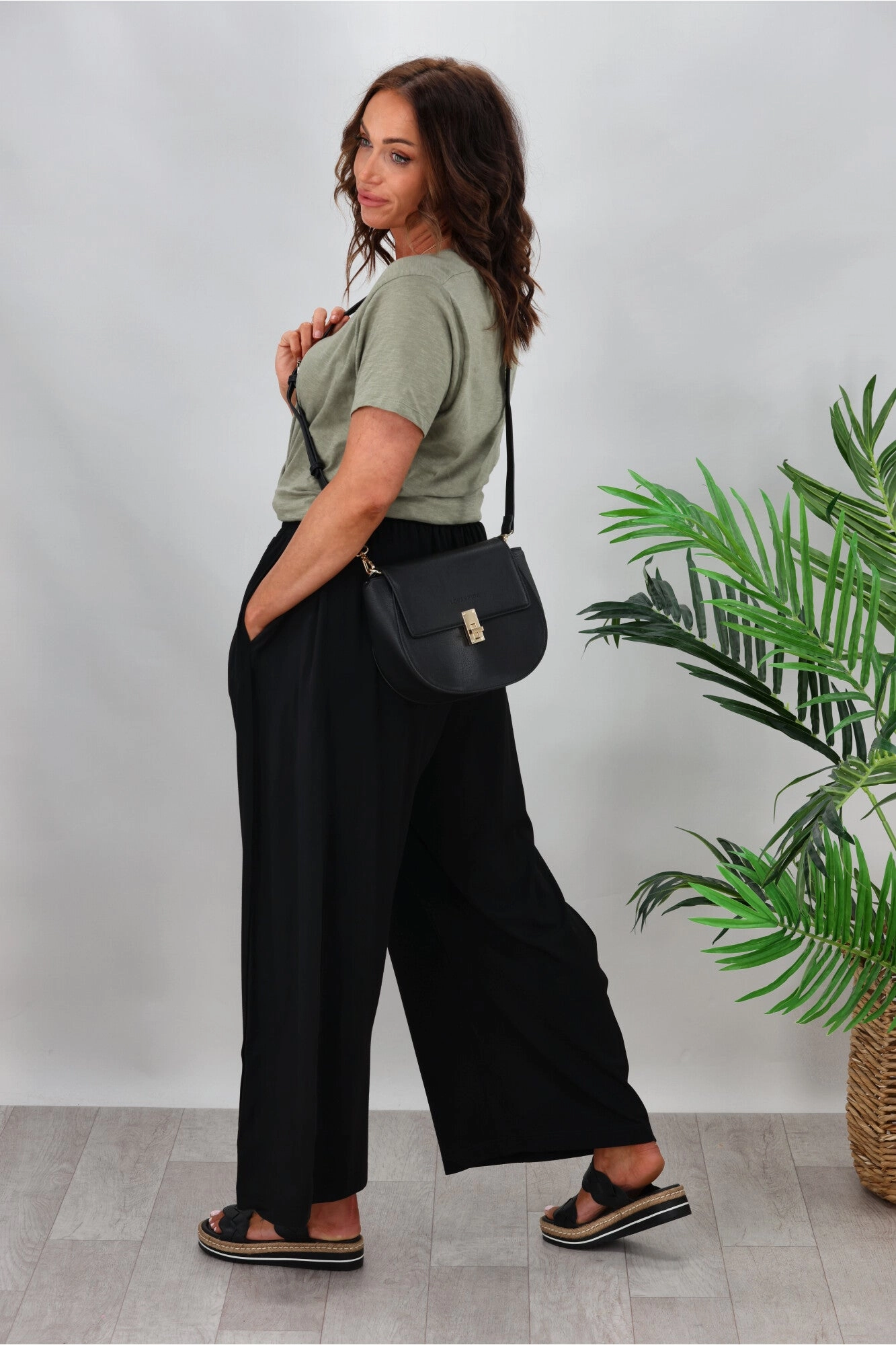 Tirelli Side Panel Palazzo Pant Black
