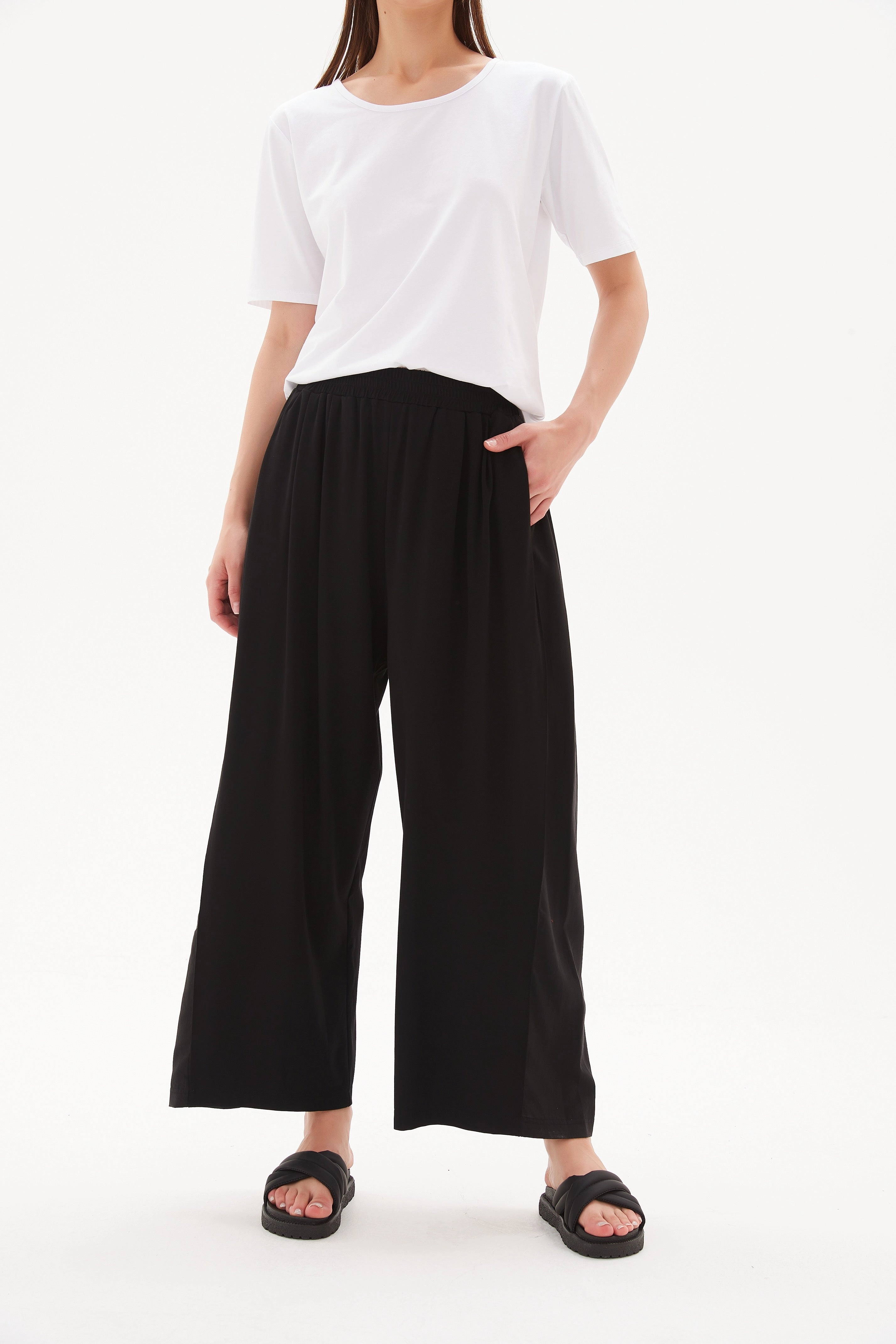 Tirelli Side Panel Palazzo Pant Black