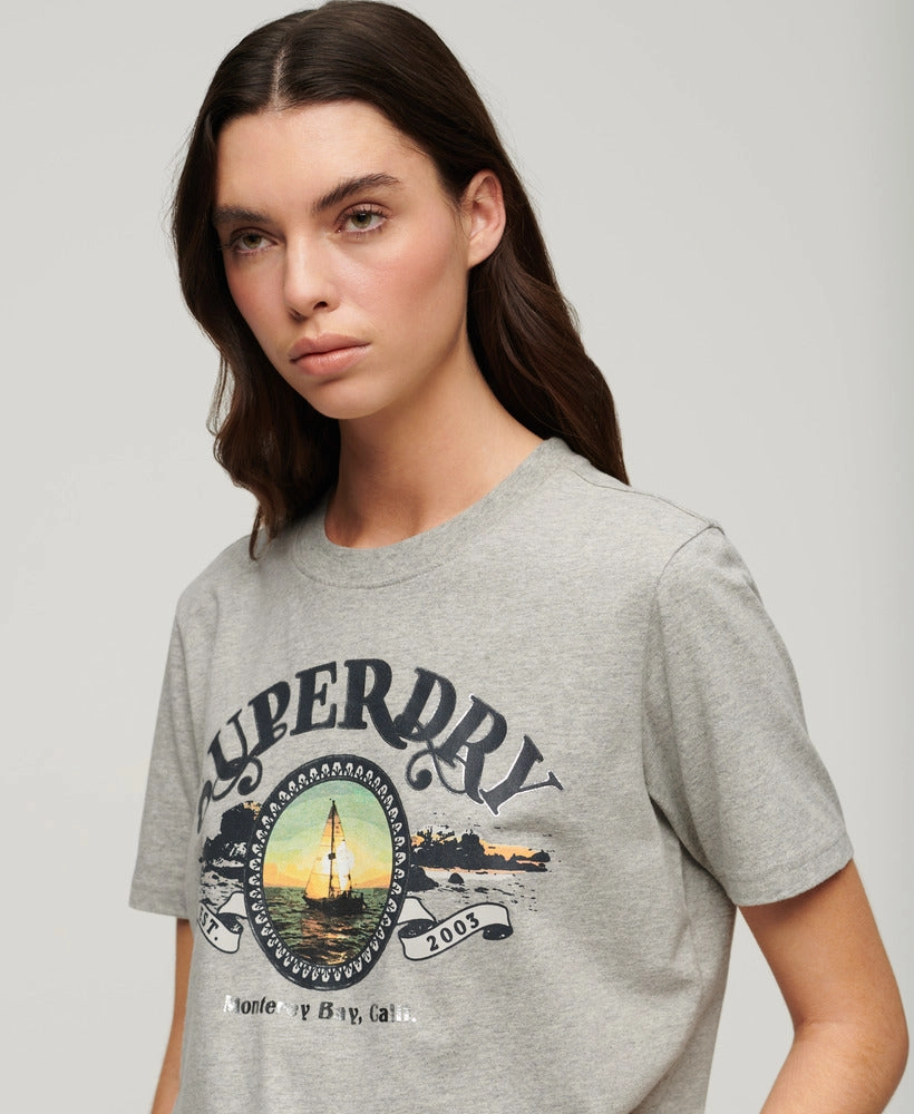 Travel Souvenir Relaxed Tee | Pumice Stone Beige Marle