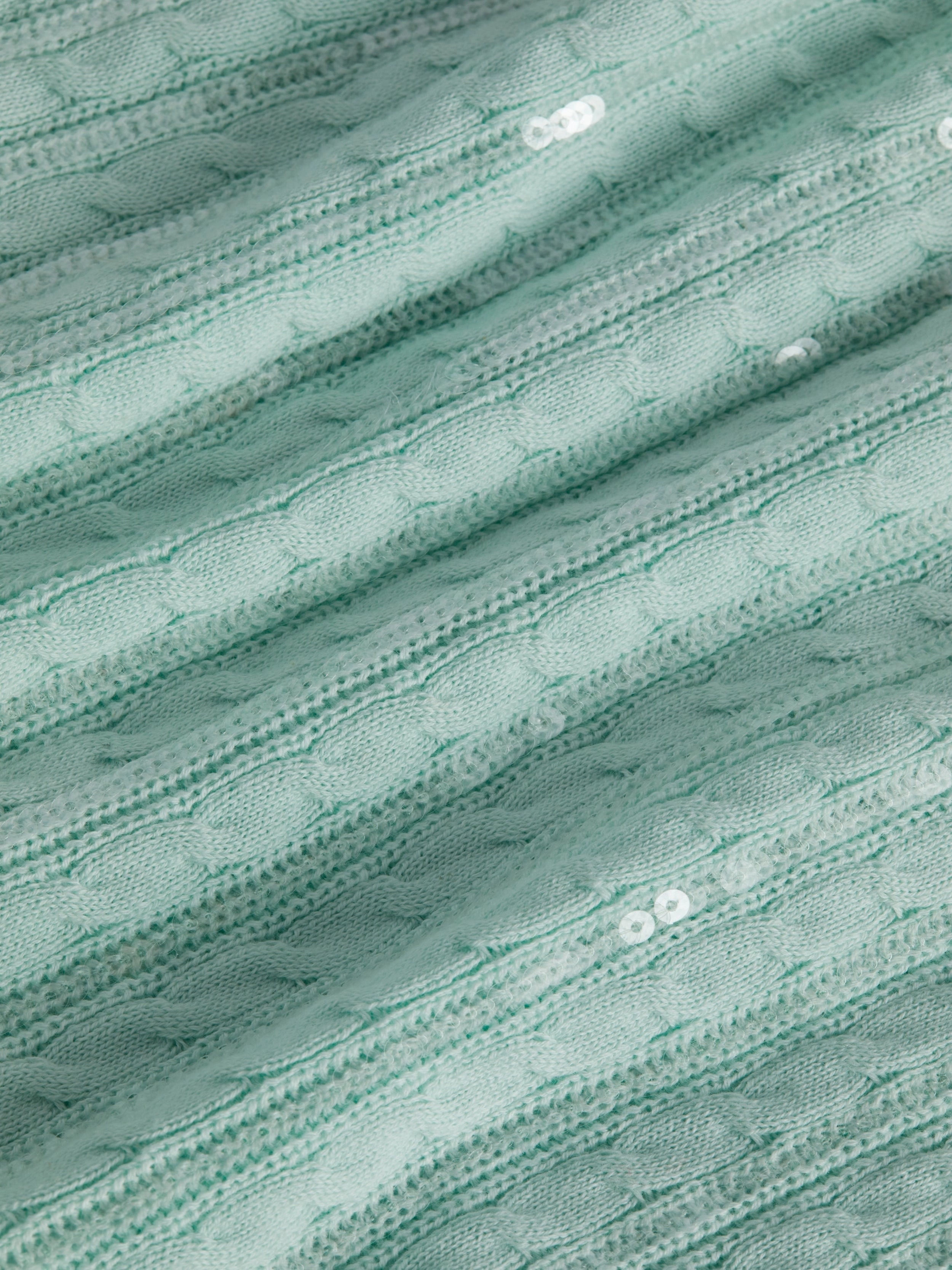 Trinity Sequin Cabled Pullover
