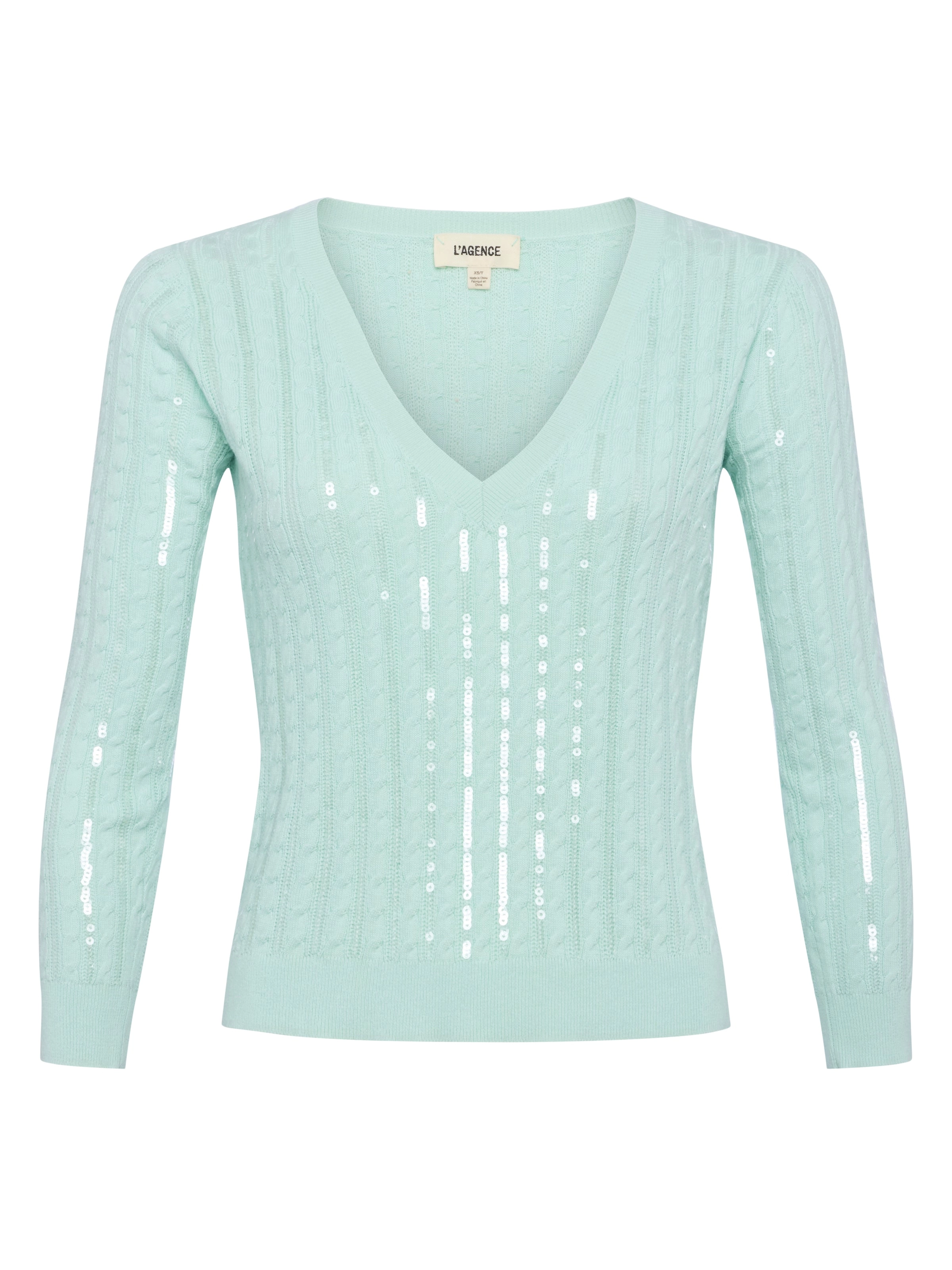Trinity Sequin Cabled Pullover