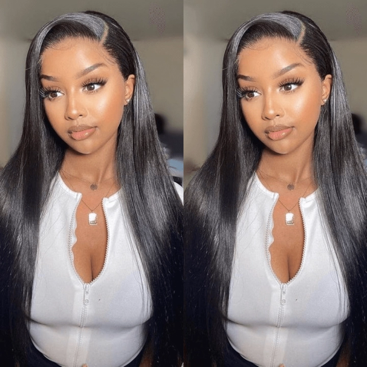 Tuneful Straight 13x6 Transparent Lace Frontal Human Hair 180% Density Wigs Bogo Deal